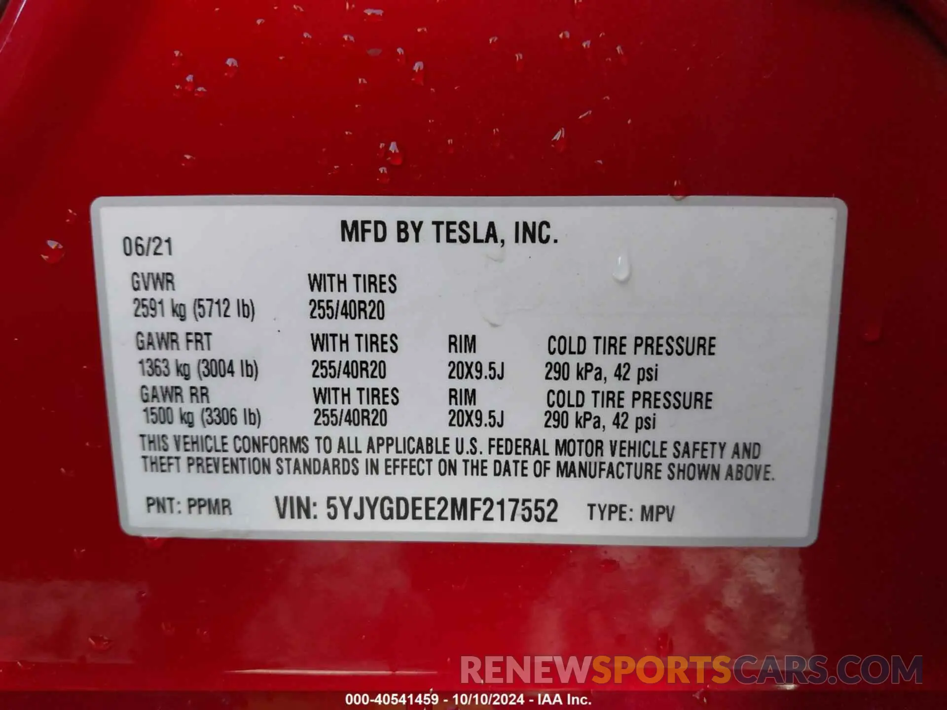 9 Photograph of a damaged car 5YJYGDEE2MF217552 TESLA MODEL Y 2021