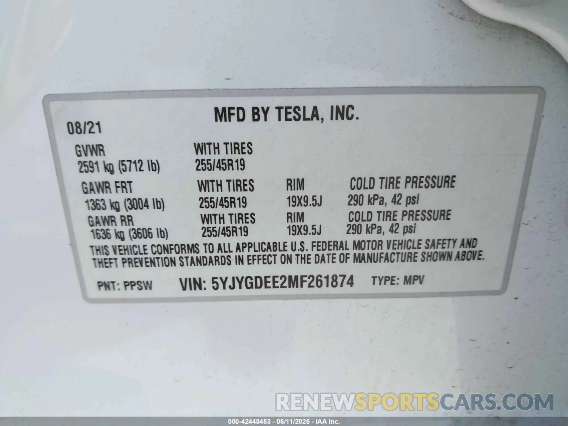 9 Photograph of a damaged car 5YJYGDEE2MF261874 TESLA MODEL Y 2021