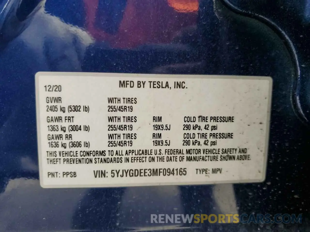 14 Photograph of a damaged car 5YJYGDEE3MF094165 TESLA MODEL Y 2021