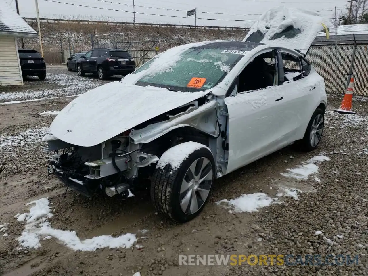 1 Photograph of a damaged car 5YJYGDEE3MF106279 TESLA MODEL Y 2021