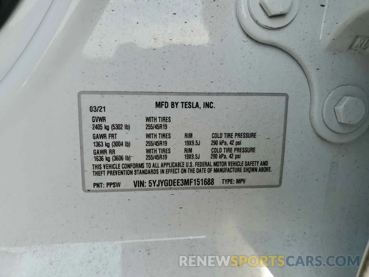 15 Photograph of a damaged car 5YJYGDEE3MF151688 TESLA MODEL Y 2021