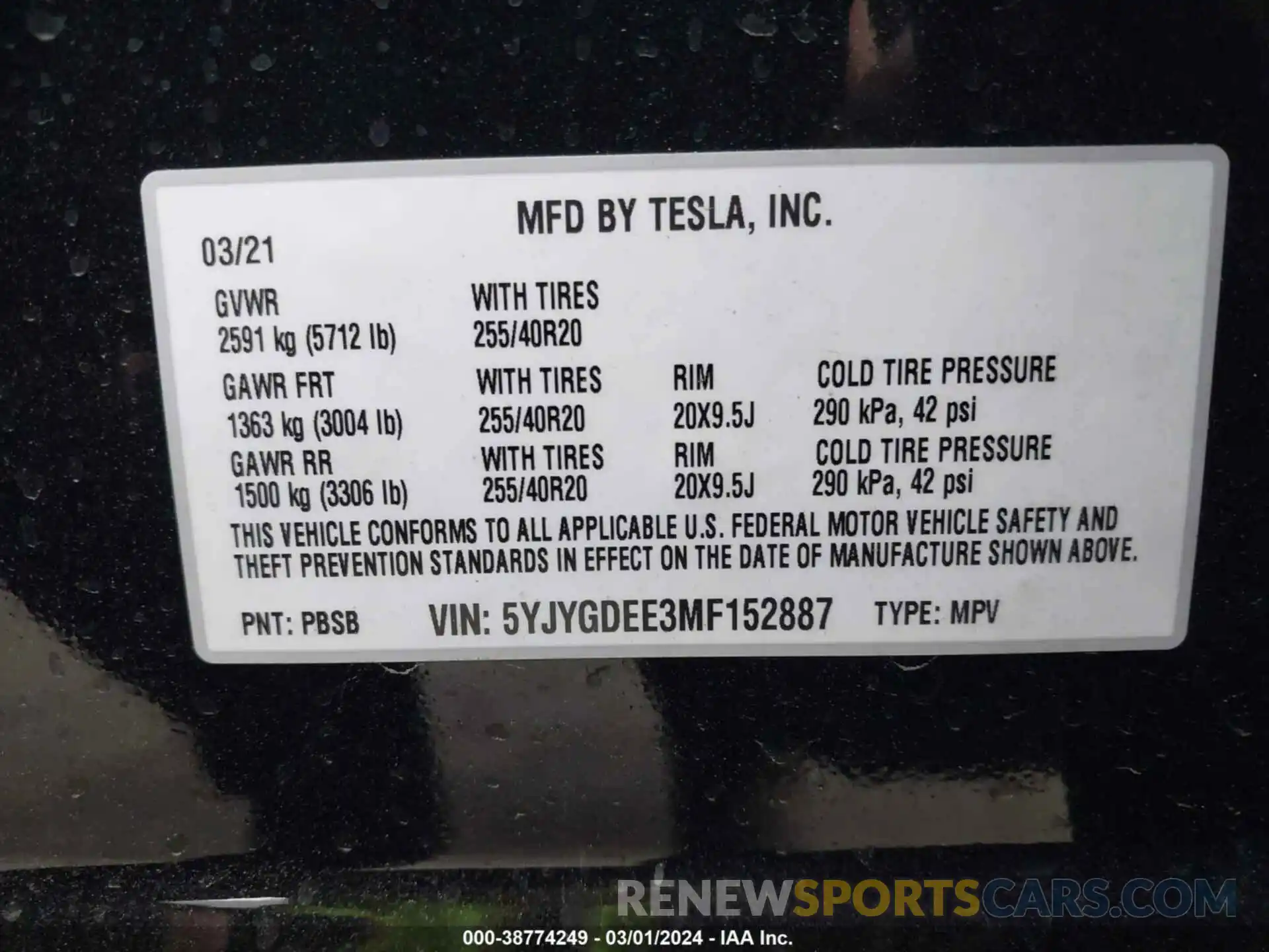 9 Photograph of a damaged car 5YJYGDEE3MF152887 TESLA MODEL Y 2021