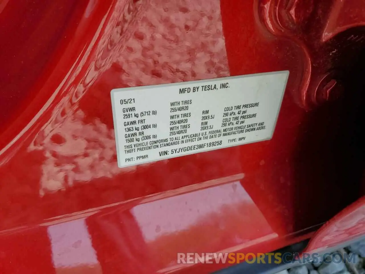 12 Photograph of a damaged car 5YJYGDEE3MF189258 TESLA MODEL Y 2021