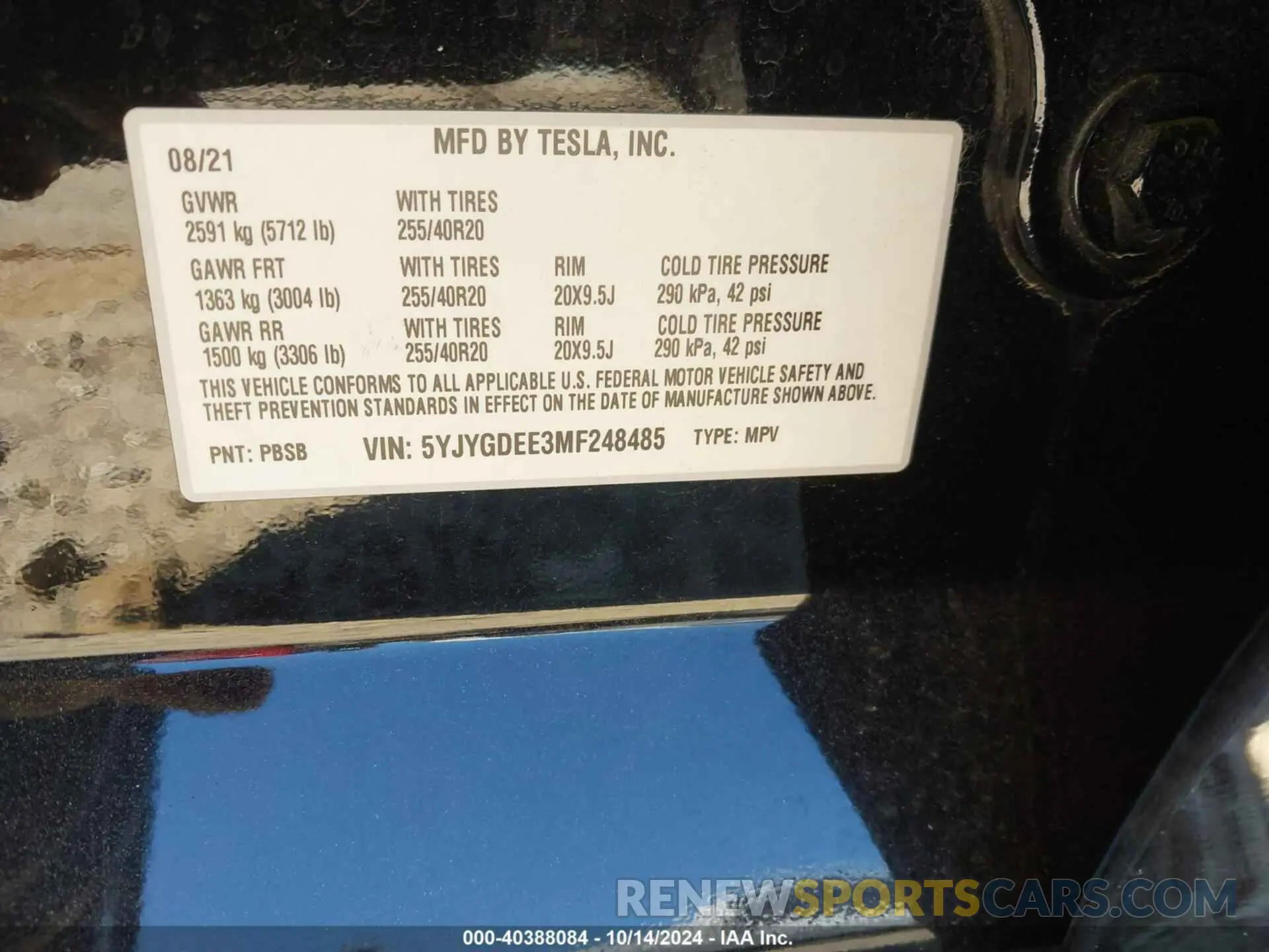 9 Photograph of a damaged car 5YJYGDEE3MF248485 TESLA MODEL Y 2021