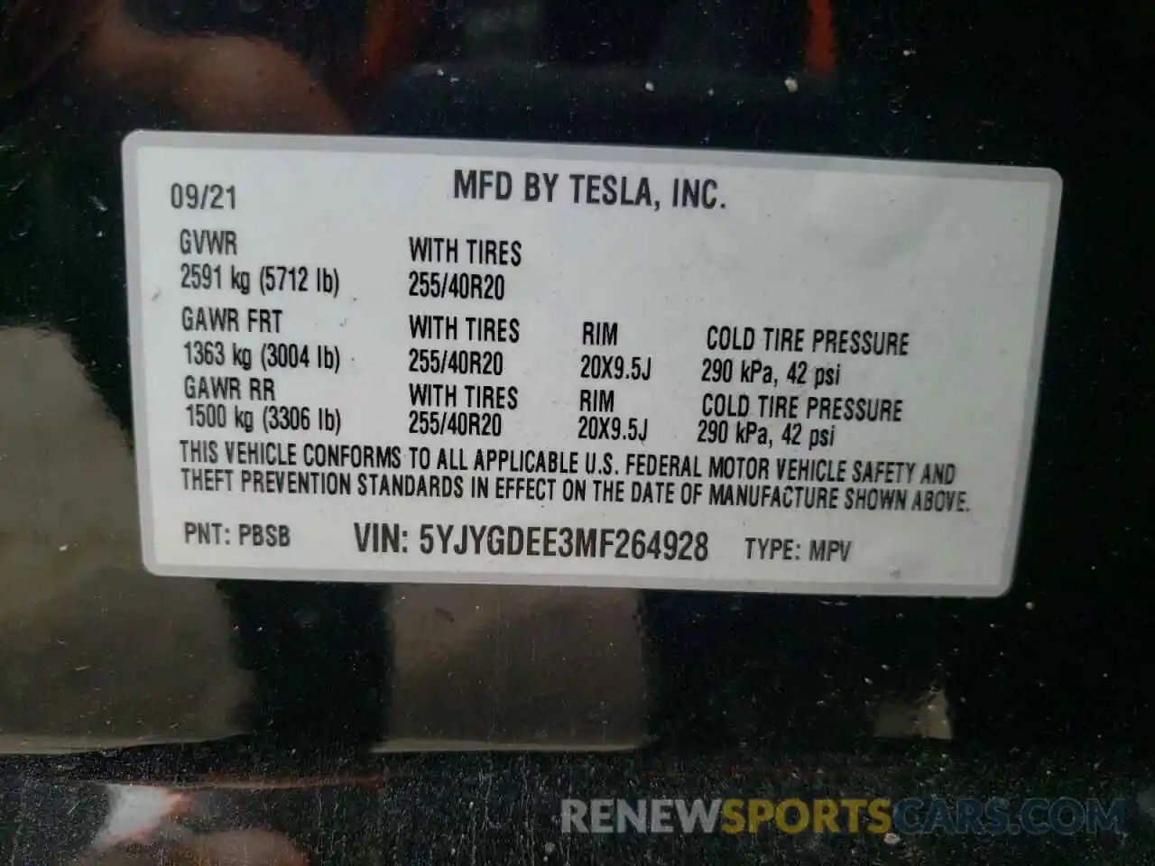 10 Photograph of a damaged car 5YJYGDEE3MF264928 TESLA MODEL Y 2021