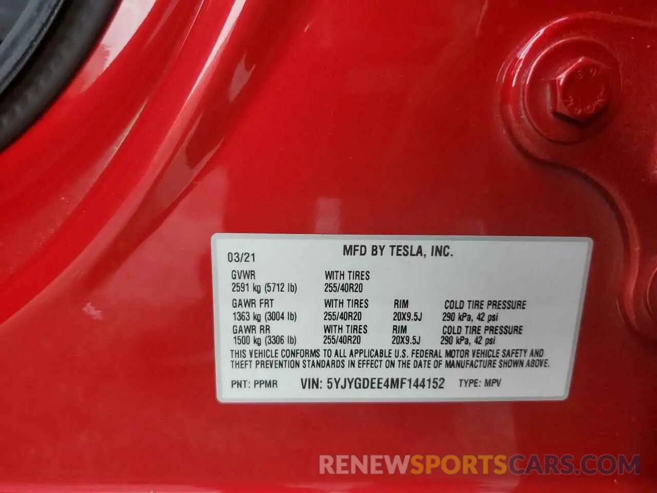 12 Photograph of a damaged car 5YJYGDEE4MF144152 TESLA MODEL Y 2021