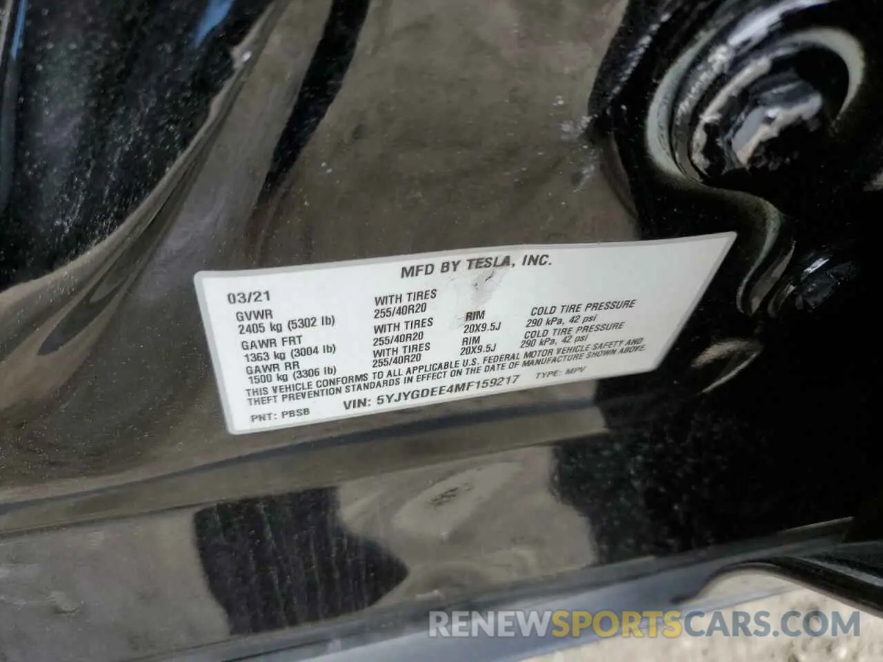 15 Photograph of a damaged car 5YJYGDEE4MF159217 TESLA MODEL Y 2021