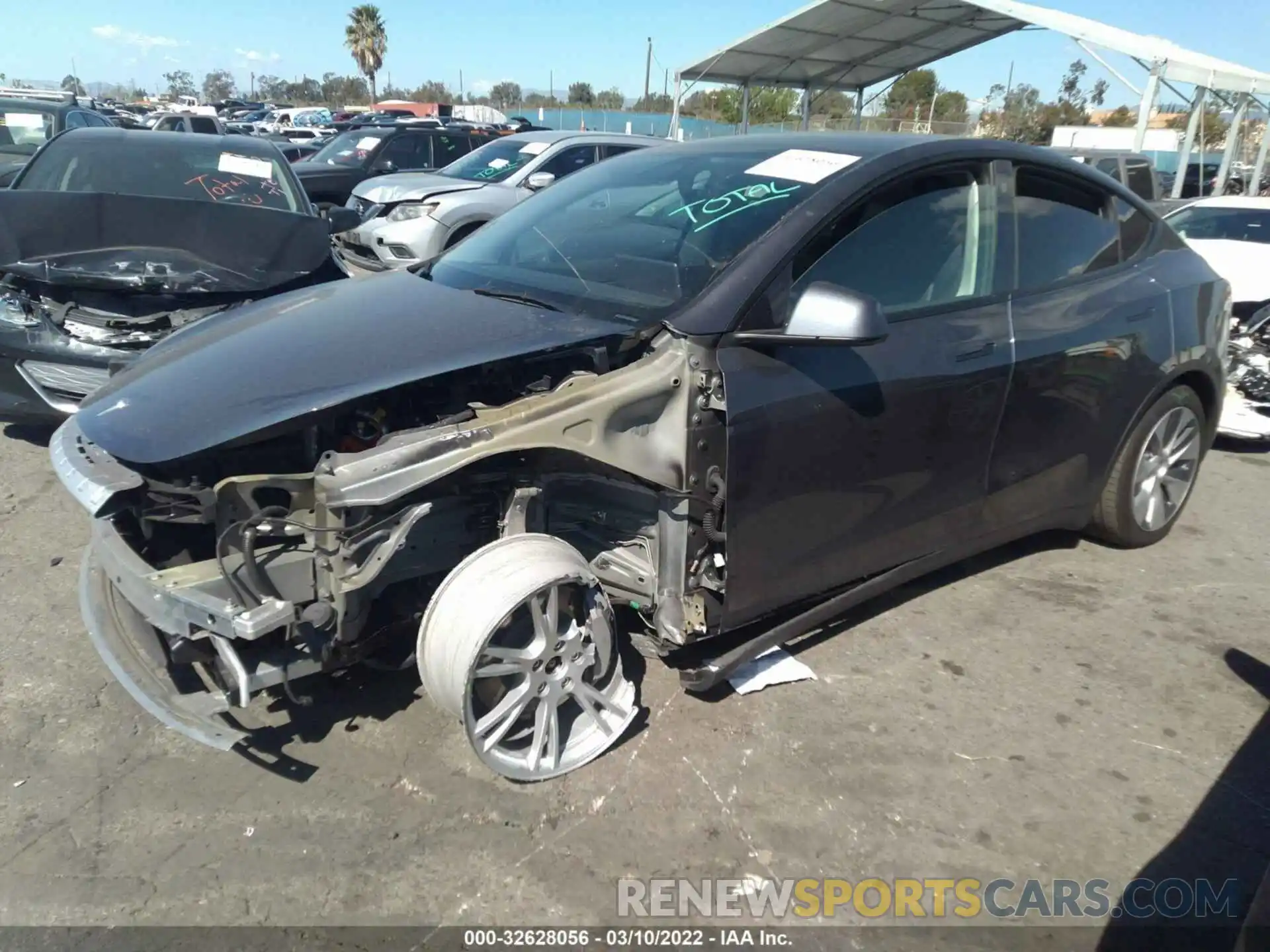 2 Photograph of a damaged car 5YJYGDEE4MF218587 TESLA MODEL Y 2021