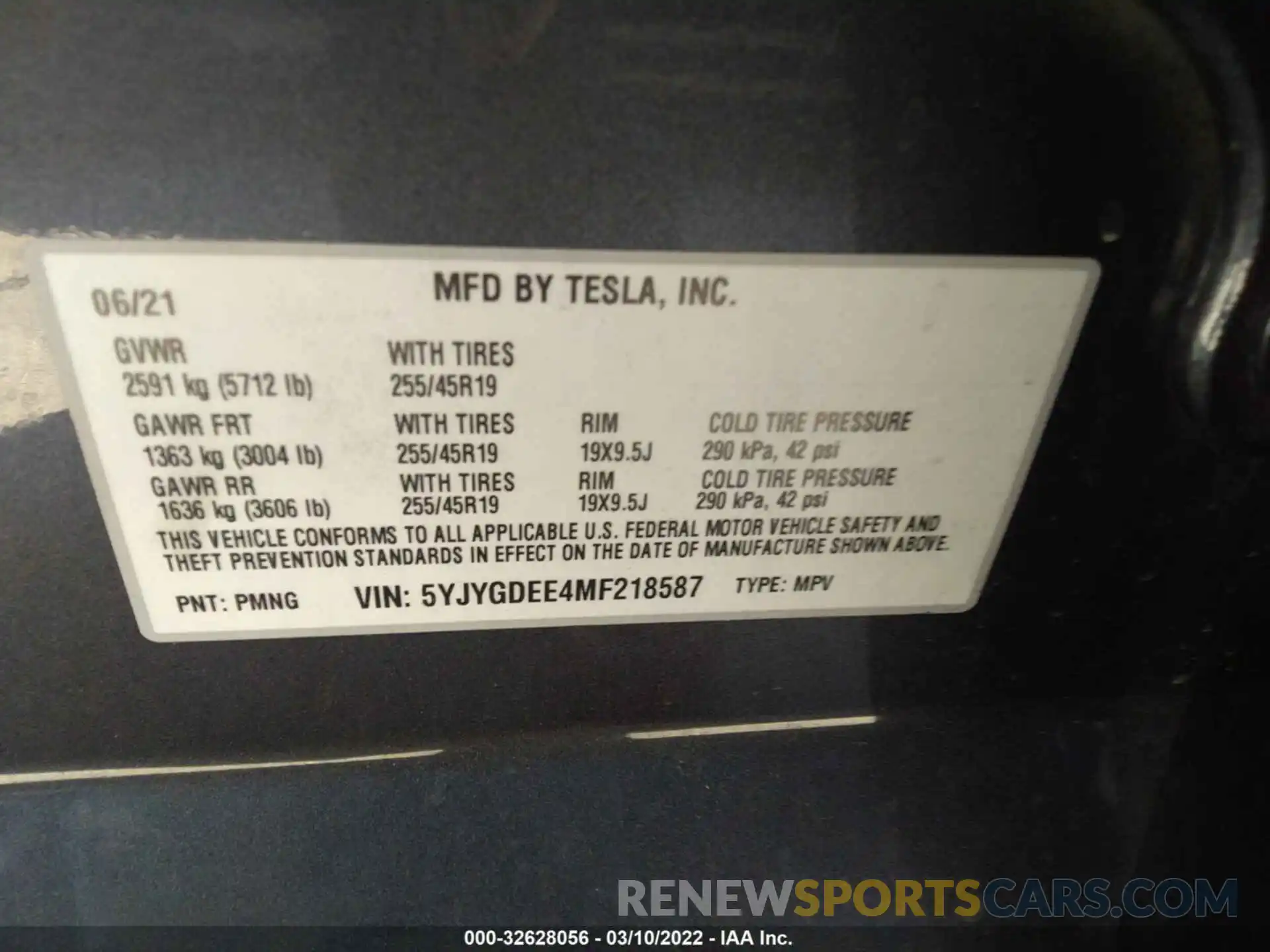 9 Photograph of a damaged car 5YJYGDEE4MF218587 TESLA MODEL Y 2021