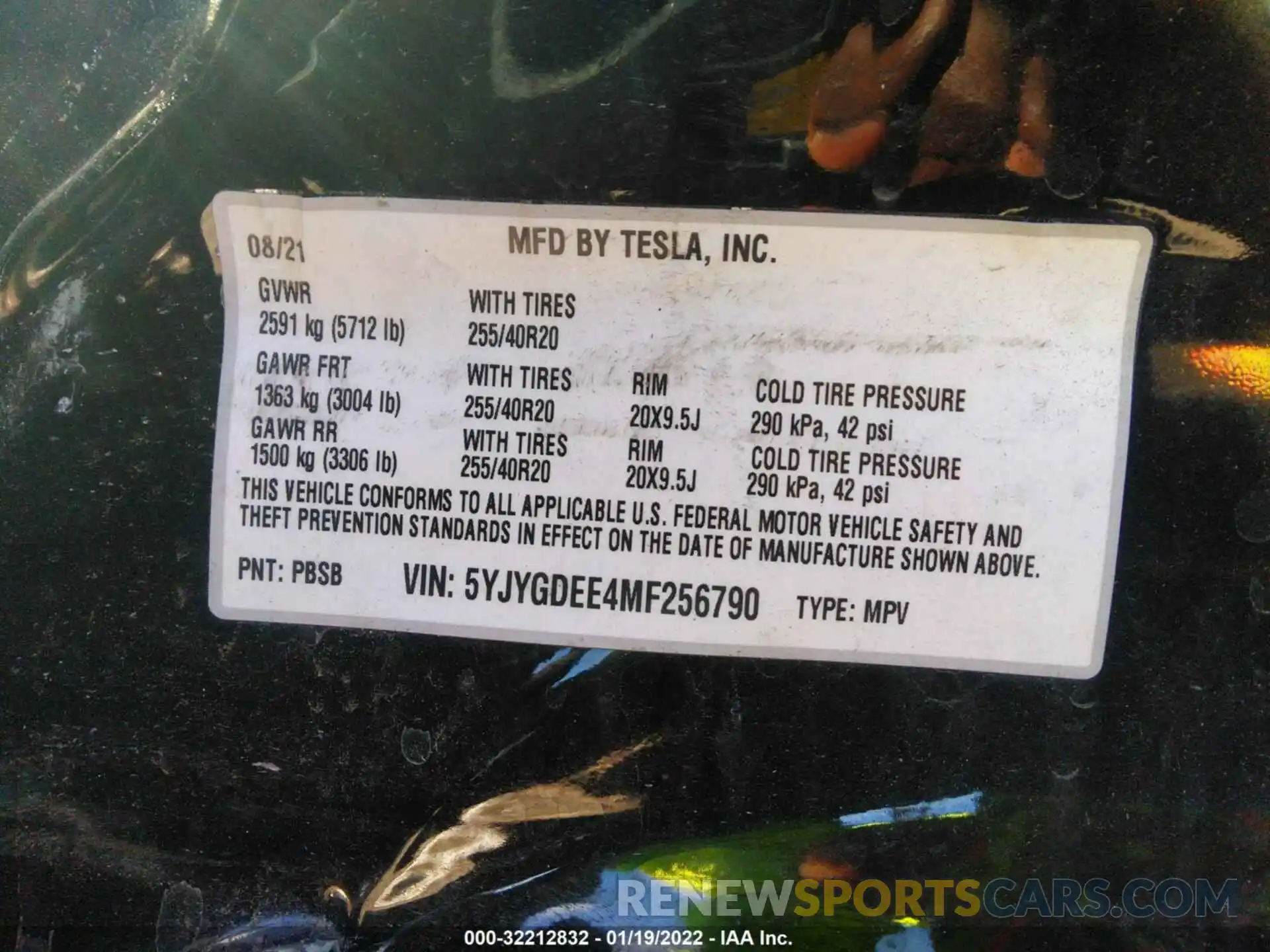 9 Photograph of a damaged car 5YJYGDEE4MF256790 TESLA MODEL Y 2021