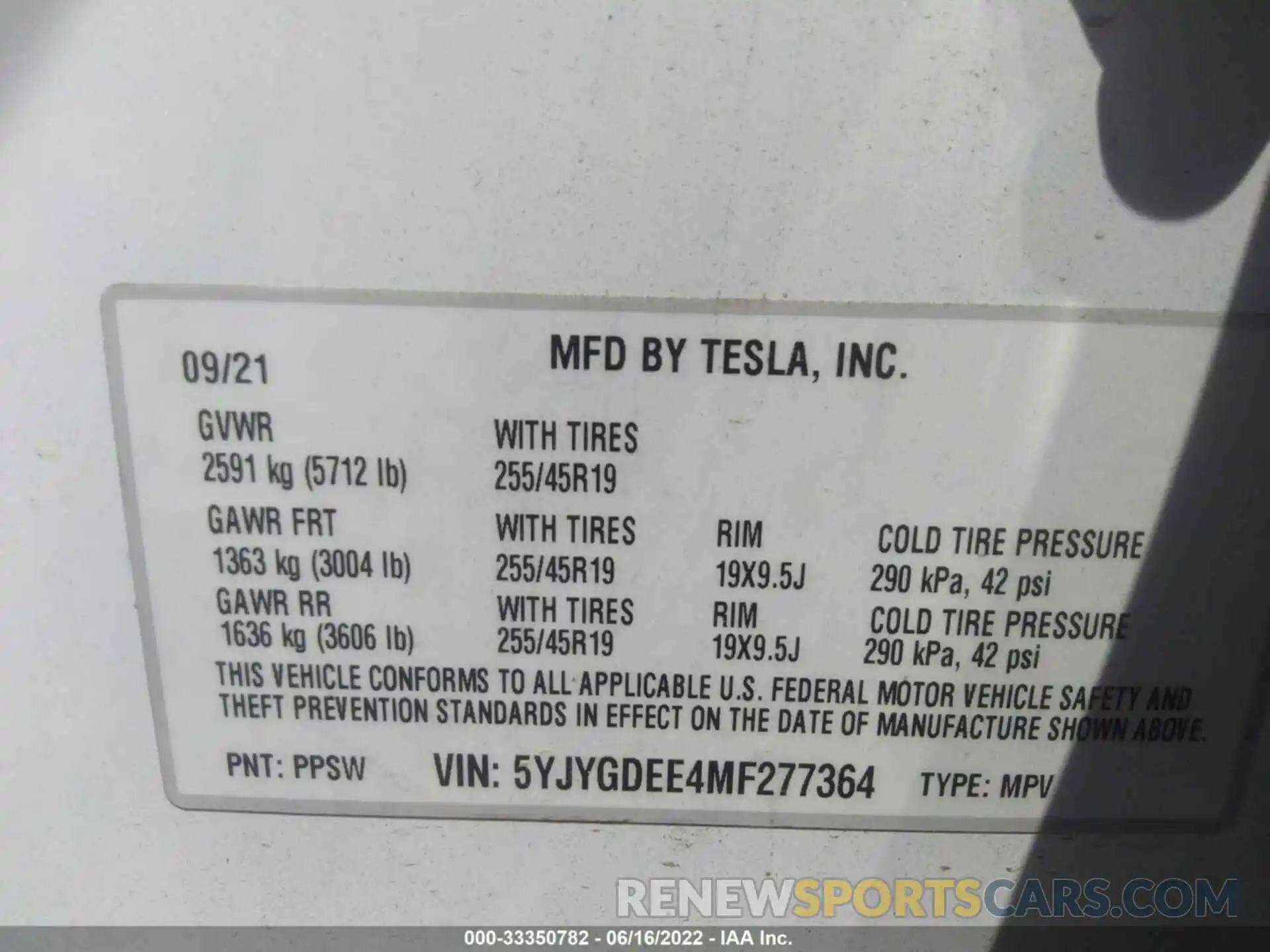 9 Photograph of a damaged car 5YJYGDEE4MF277364 TESLA MODEL Y 2021