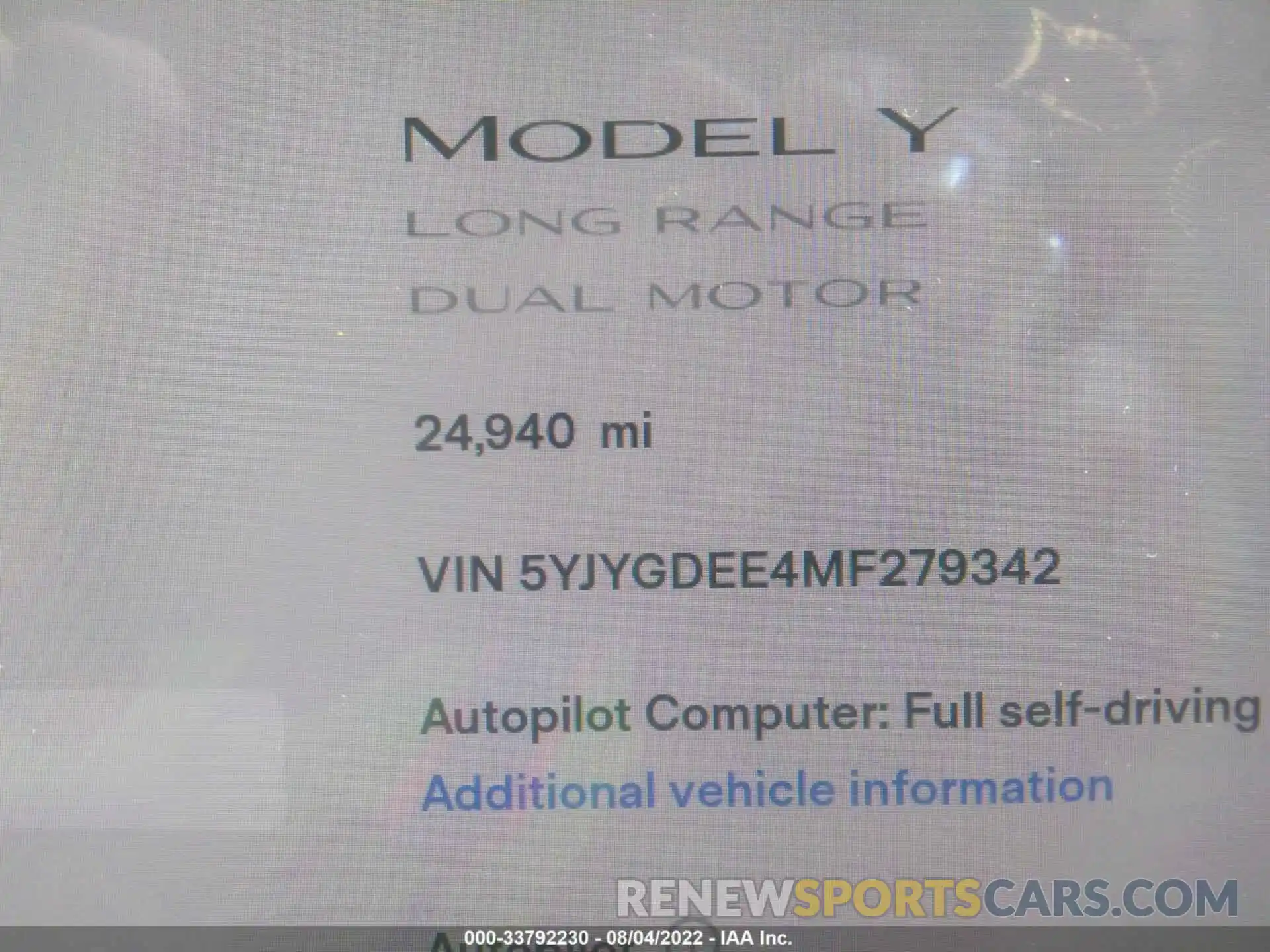 7 Photograph of a damaged car 5YJYGDEE4MF279342 TESLA MODEL Y 2021