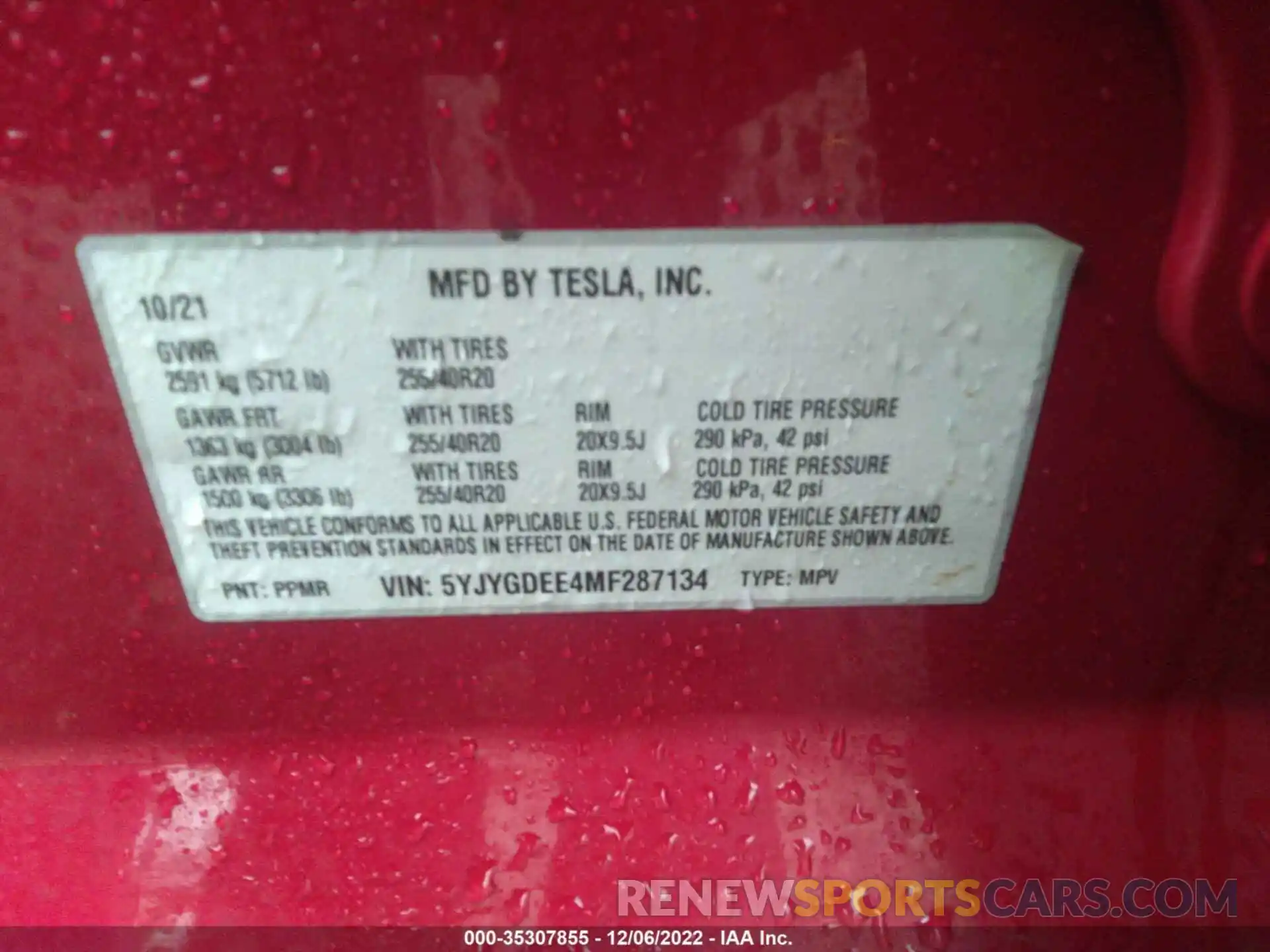 9 Photograph of a damaged car 5YJYGDEE4MF287134 TESLA MODEL Y 2021