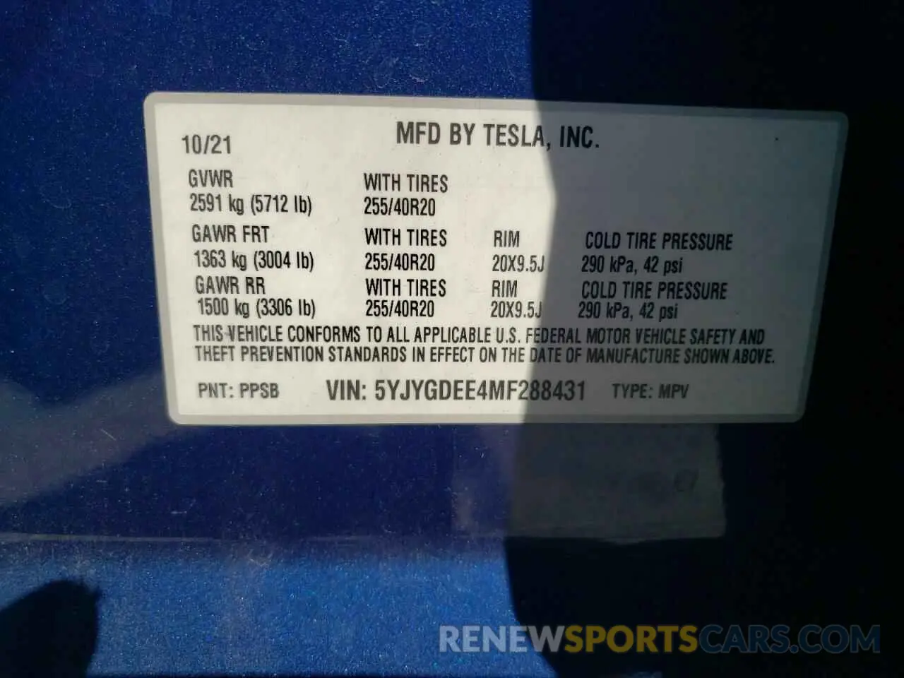 13 Photograph of a damaged car 5YJYGDEE4MF288431 TESLA MODEL Y 2021