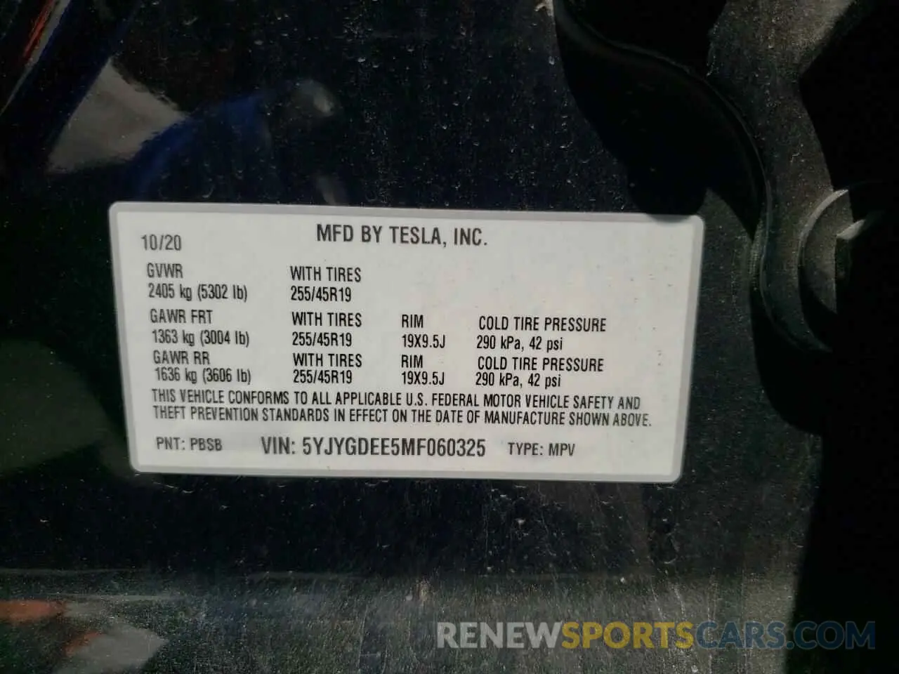 14 Photograph of a damaged car 5YJYGDEE5MF060325 TESLA MODEL Y 2021