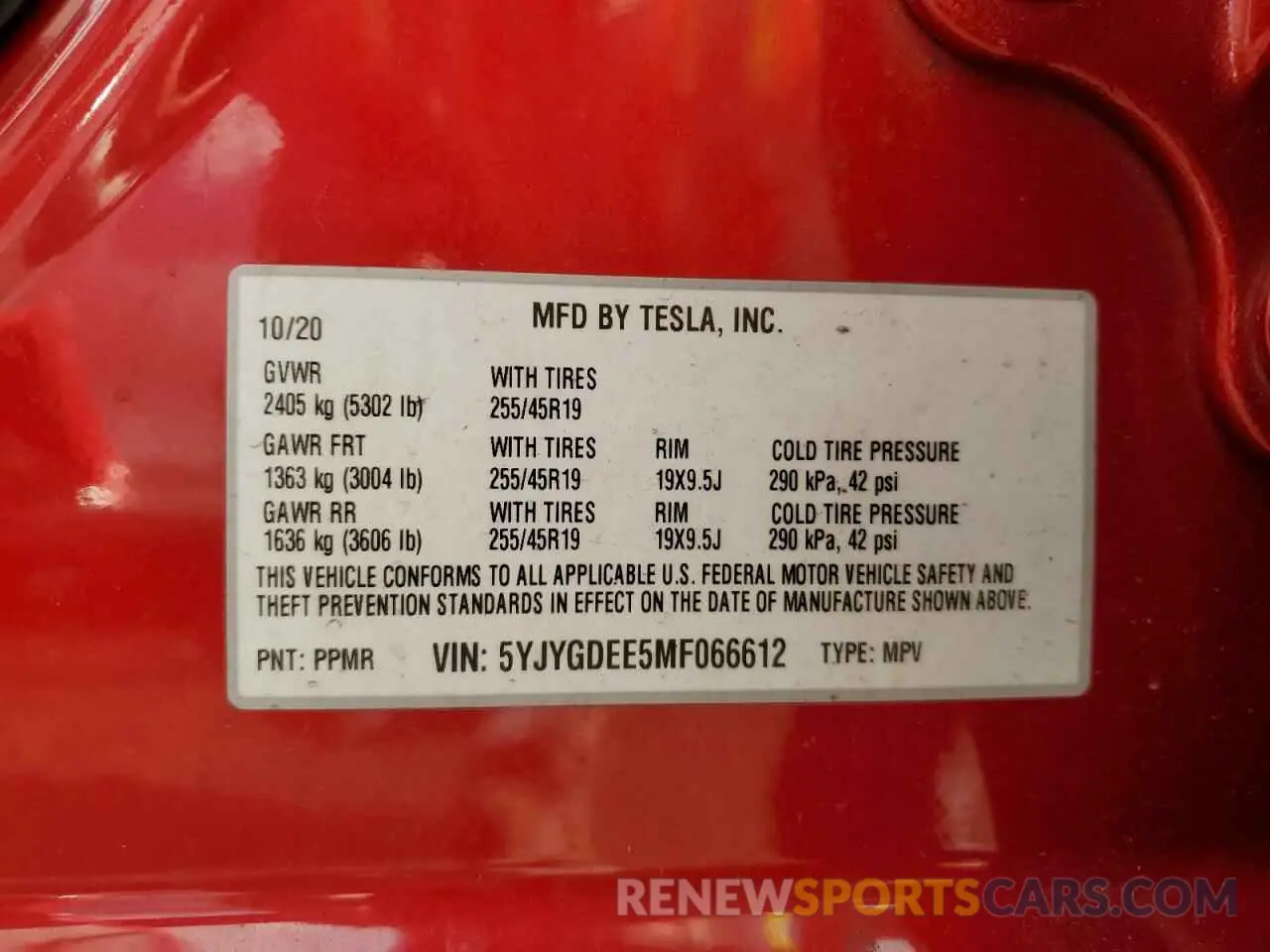 14 Photograph of a damaged car 5YJYGDEE5MF066612 TESLA MODEL Y 2021