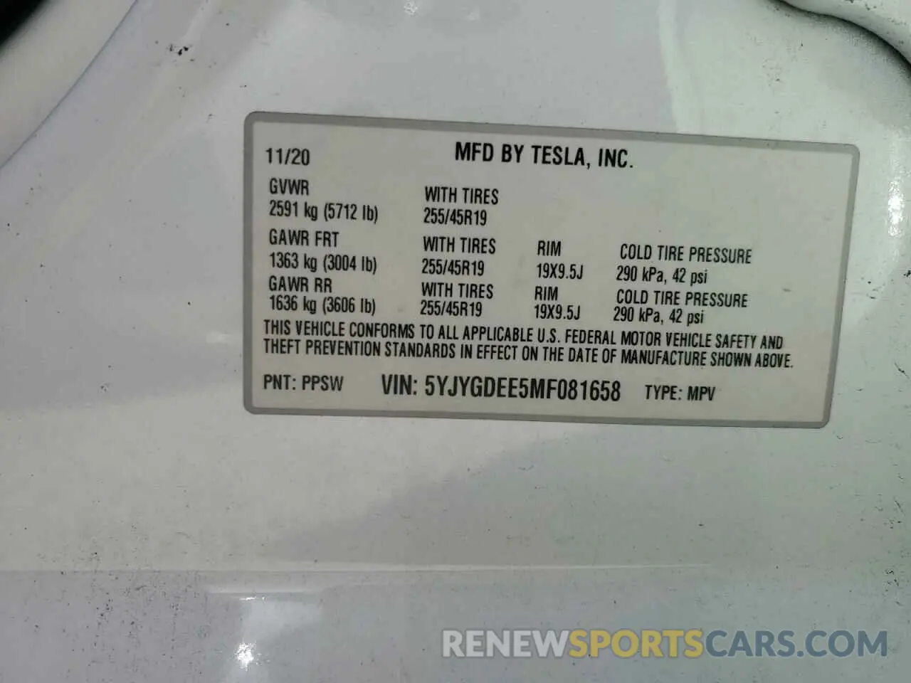 12 Photograph of a damaged car 5YJYGDEE5MF081658 TESLA MODEL Y 2021