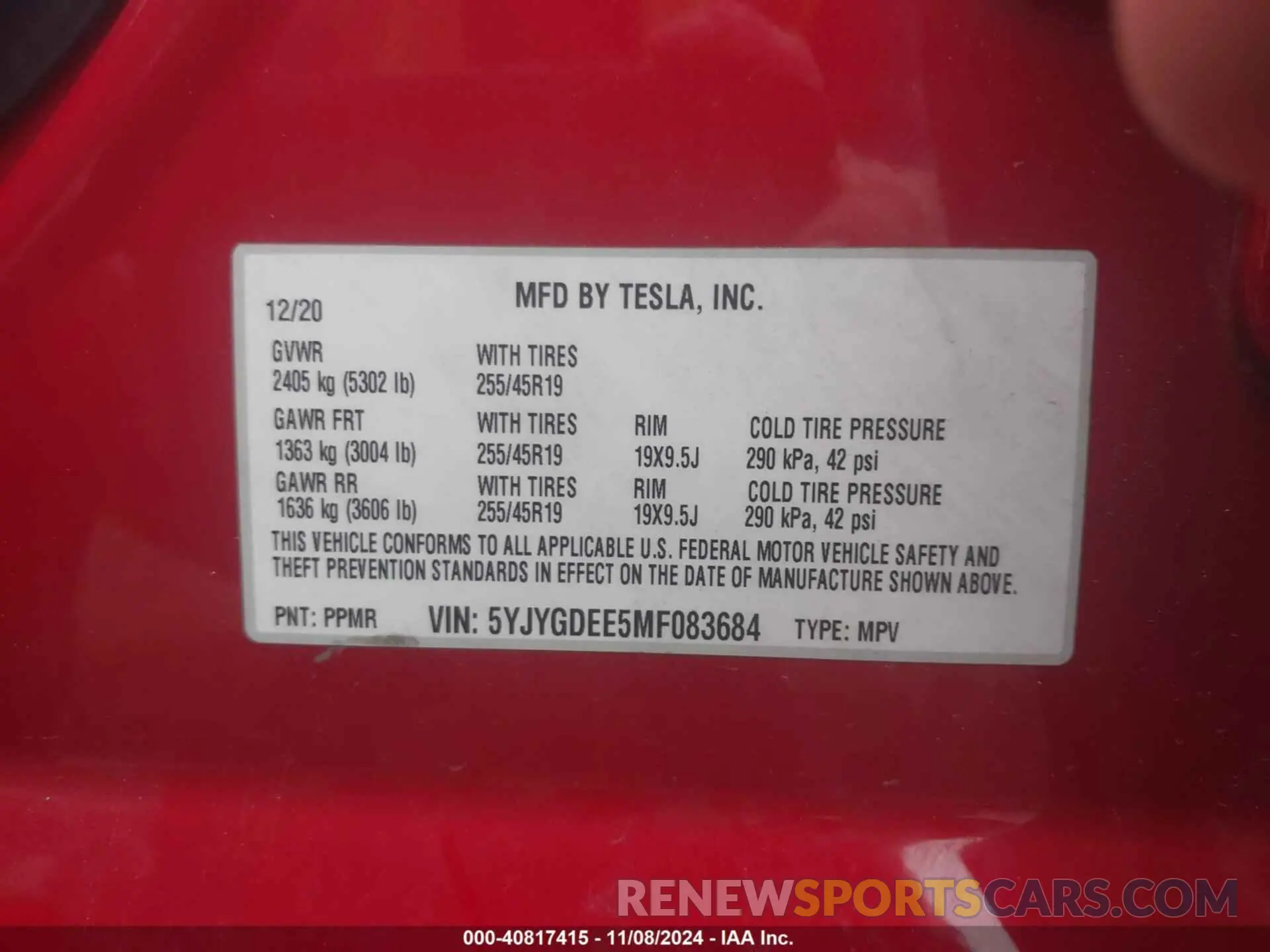 9 Photograph of a damaged car 5YJYGDEE5MF083684 TESLA MODEL Y 2021