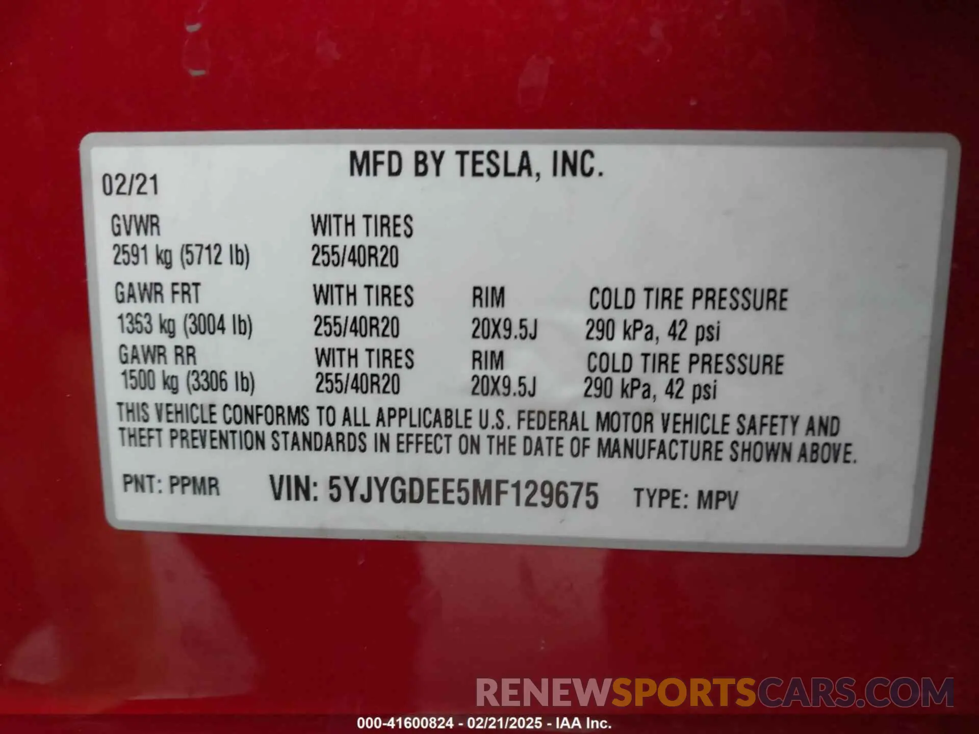 9 Photograph of a damaged car 5YJYGDEE5MF129675 TESLA MODEL Y 2021