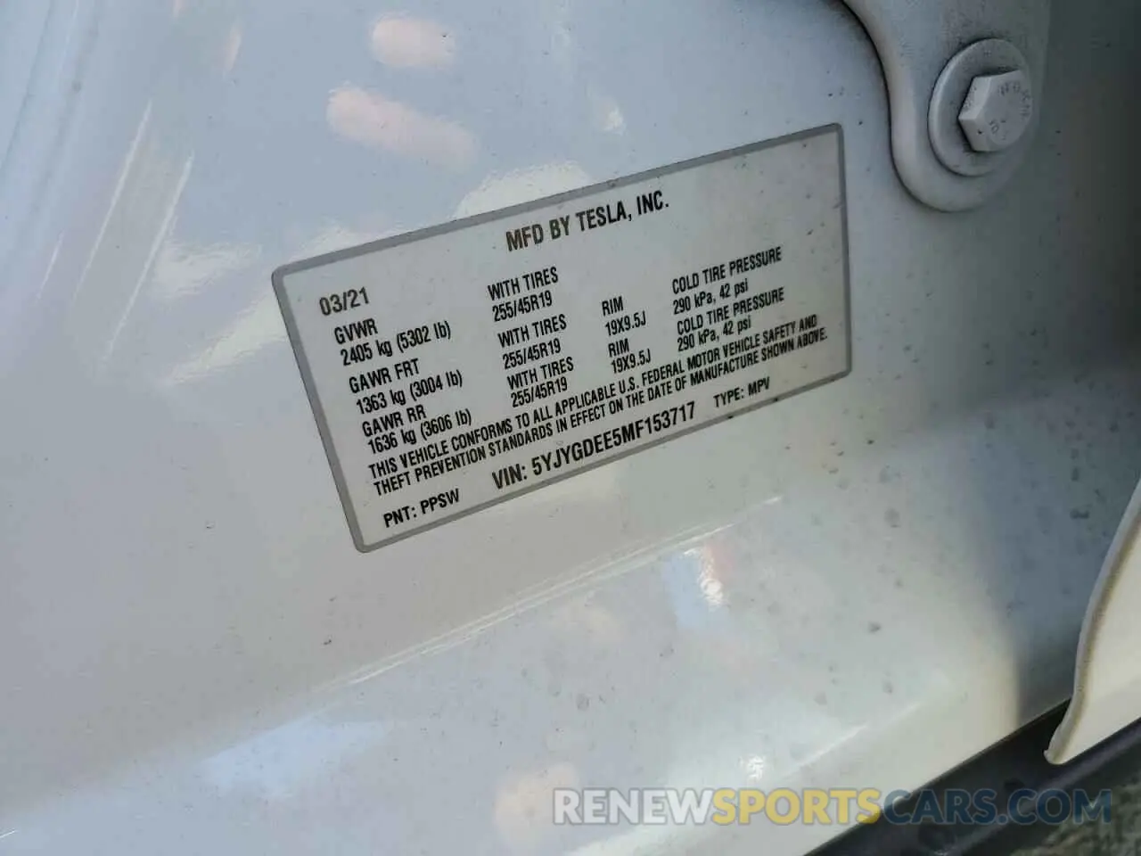 12 Photograph of a damaged car 5YJYGDEE5MF153717 TESLA MODEL Y 2021