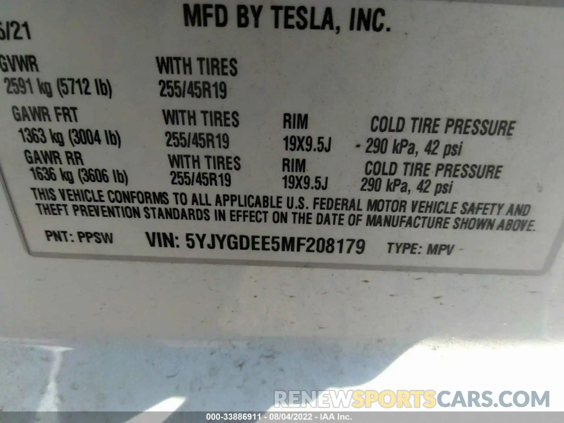 9 Photograph of a damaged car 5YJYGDEE5MF208179 TESLA MODEL Y 2021