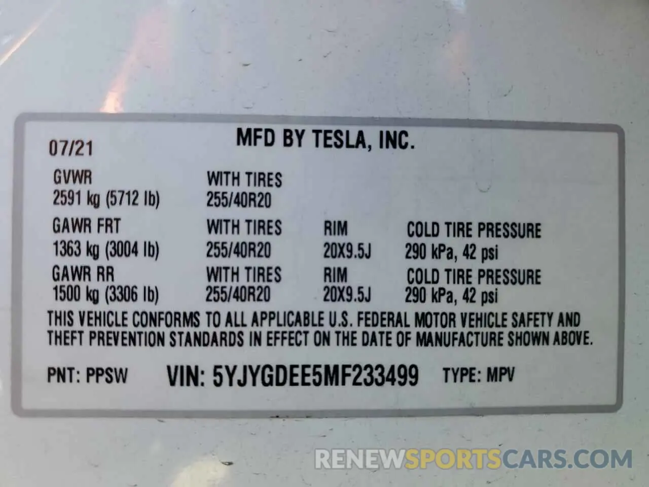 13 Photograph of a damaged car 5YJYGDEE5MF233499 TESLA MODEL Y 2021