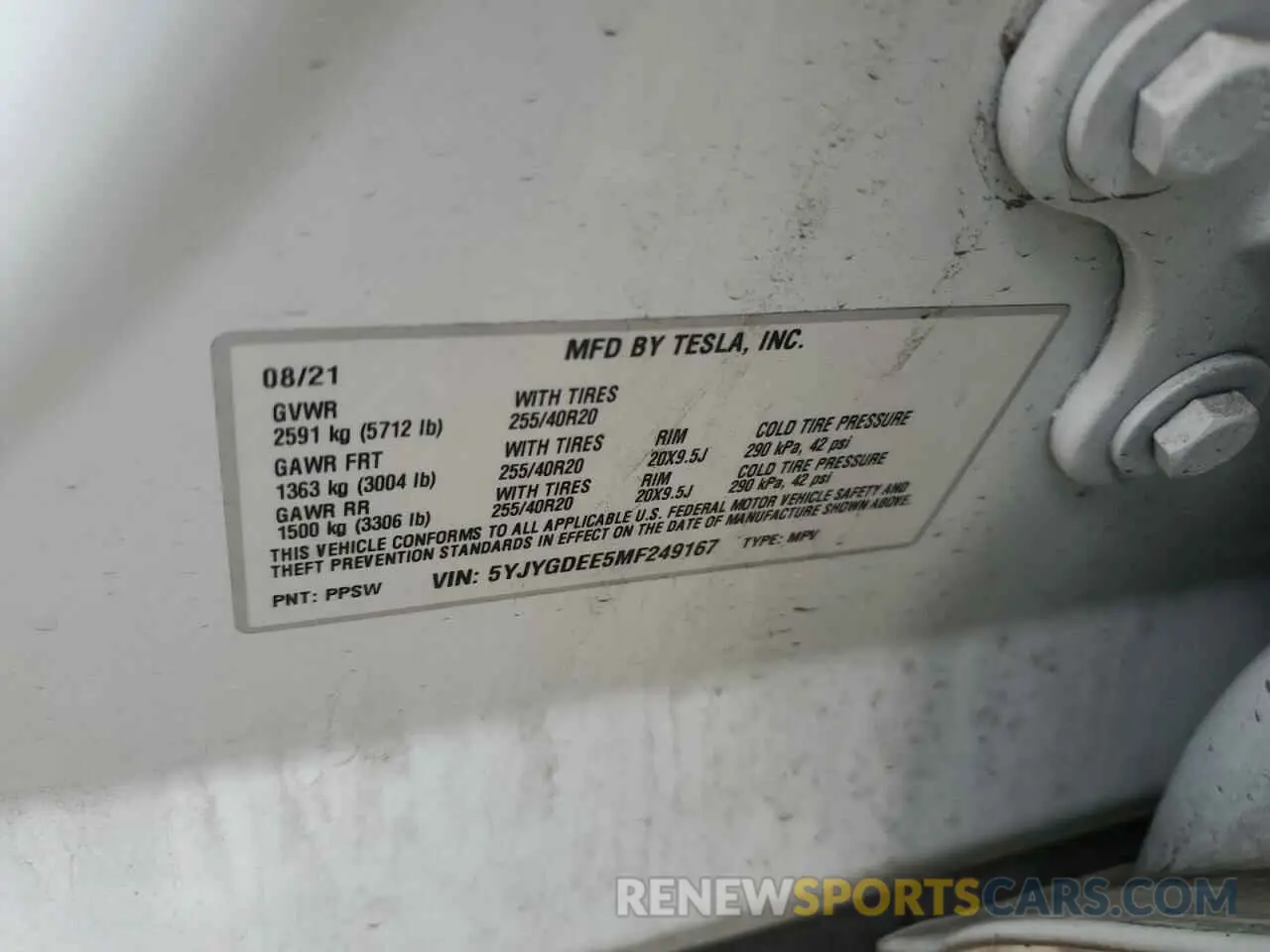 13 Photograph of a damaged car 5YJYGDEE5MF249167 TESLA MODEL Y 2021