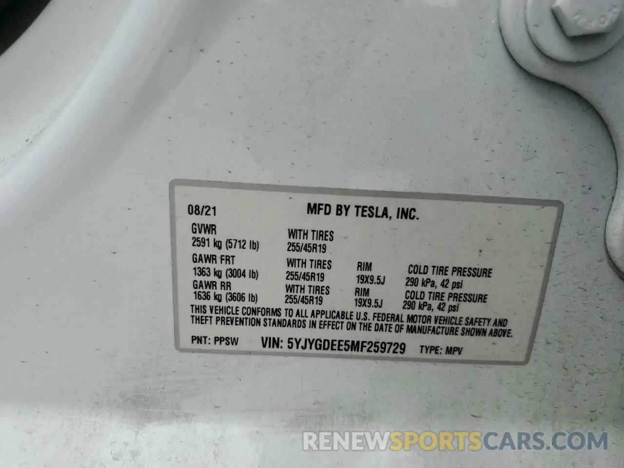13 Photograph of a damaged car 5YJYGDEE5MF259729 TESLA MODEL Y 2021