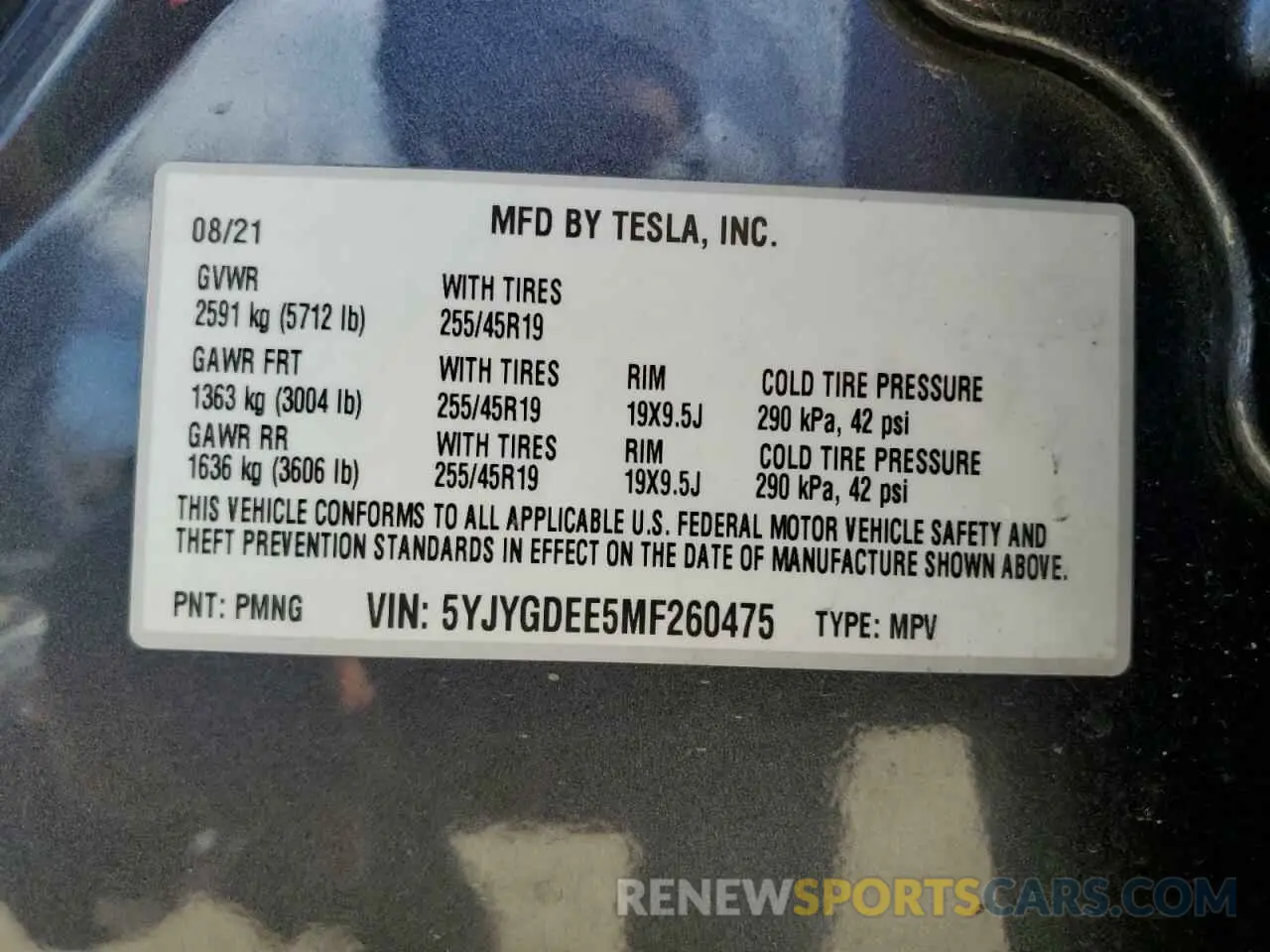 13 Photograph of a damaged car 5YJYGDEE5MF260475 TESLA MODEL Y 2021