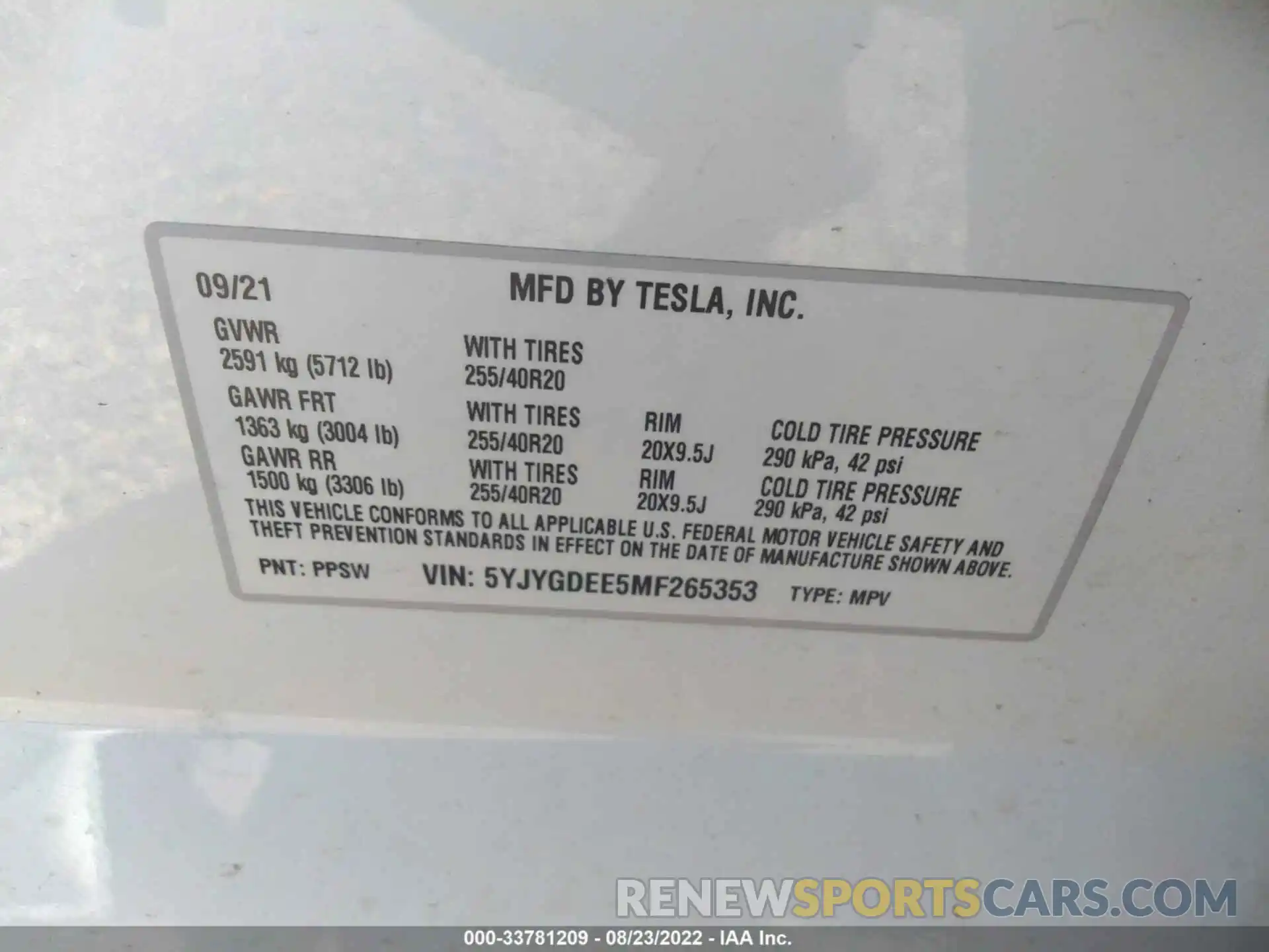 9 Photograph of a damaged car 5YJYGDEE5MF265353 TESLA MODEL Y 2021