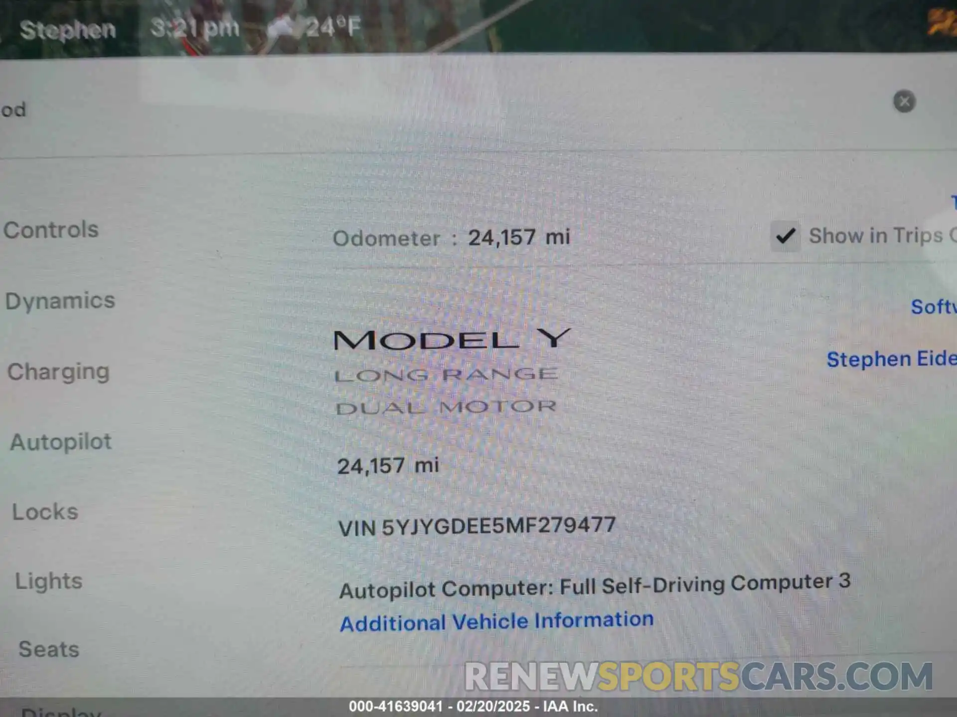 15 Photograph of a damaged car 5YJYGDEE5MF279477 TESLA MODEL Y 2021