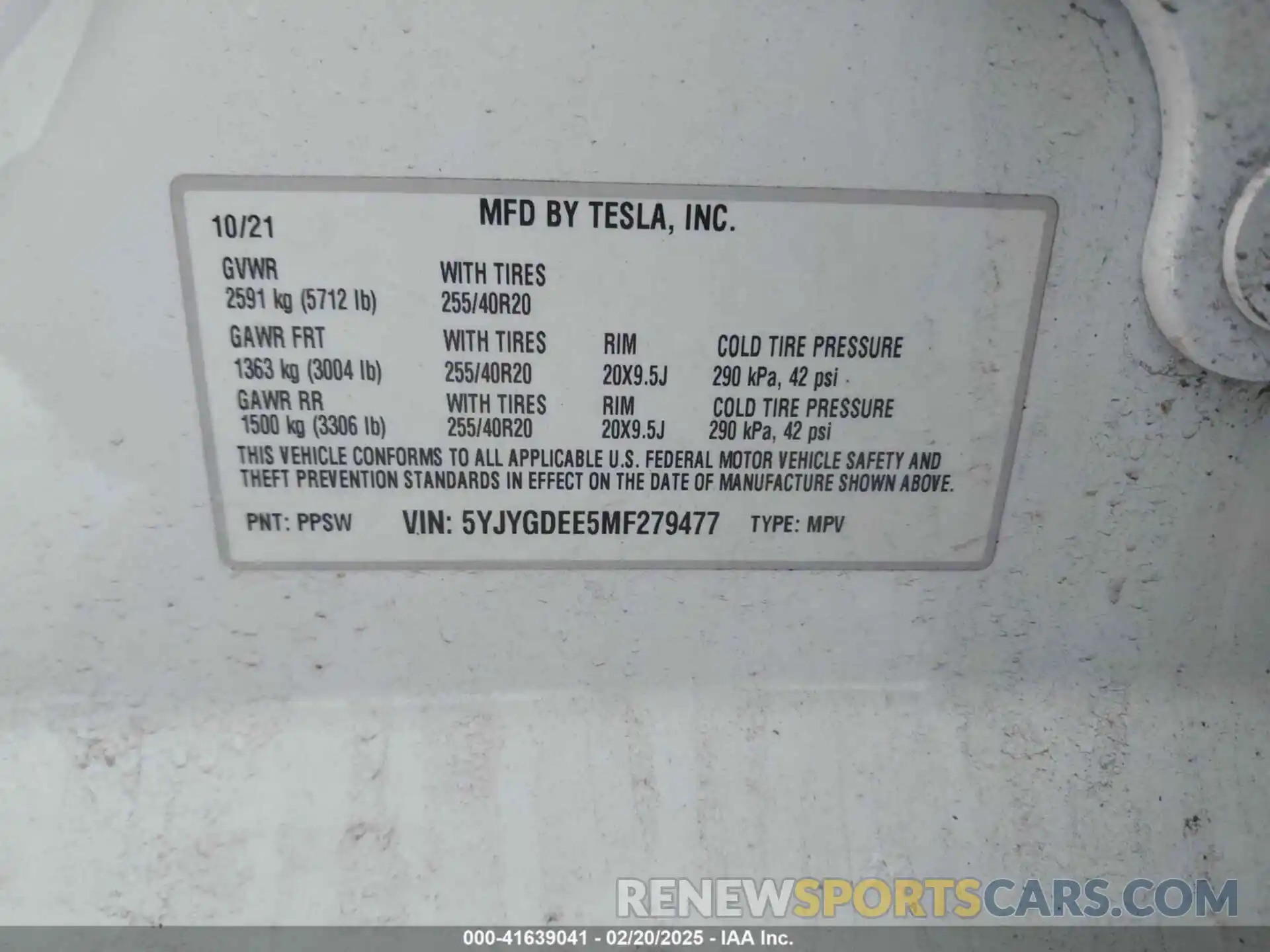 9 Photograph of a damaged car 5YJYGDEE5MF279477 TESLA MODEL Y 2021