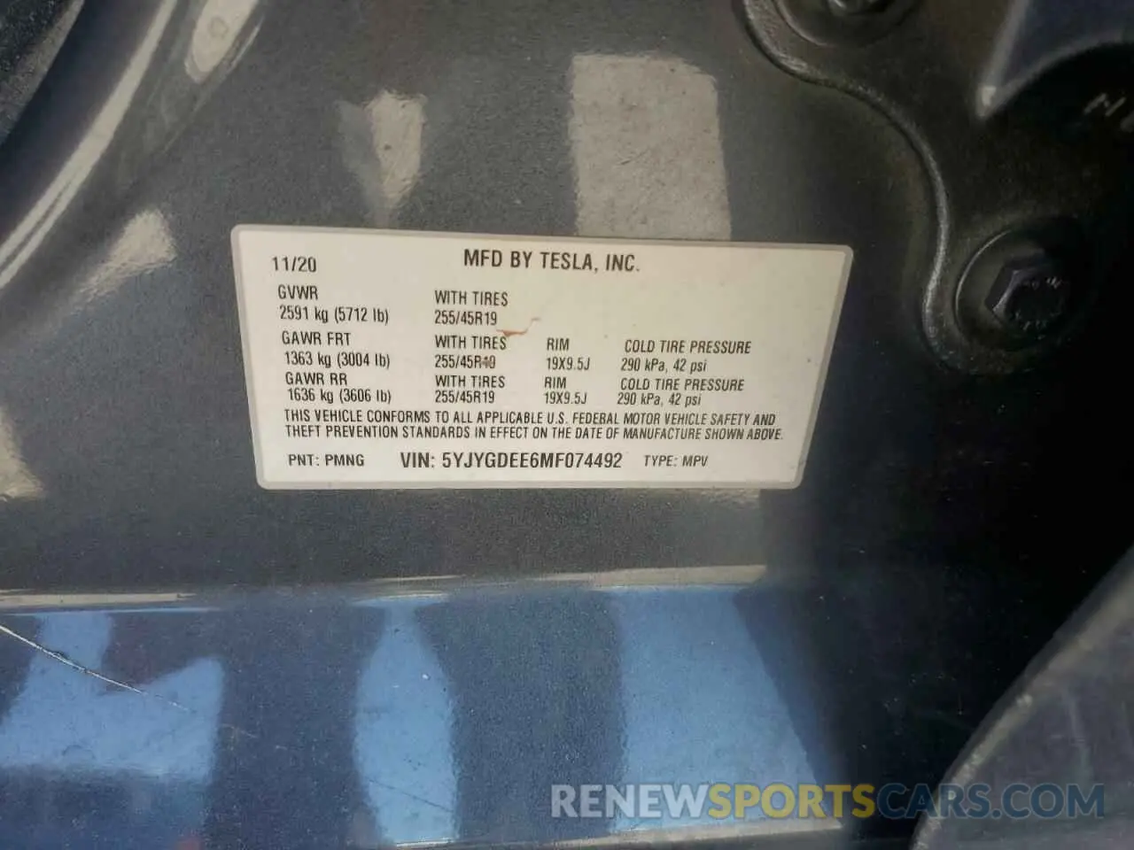 12 Photograph of a damaged car 5YJYGDEE6MF074492 TESLA MODEL Y 2021
