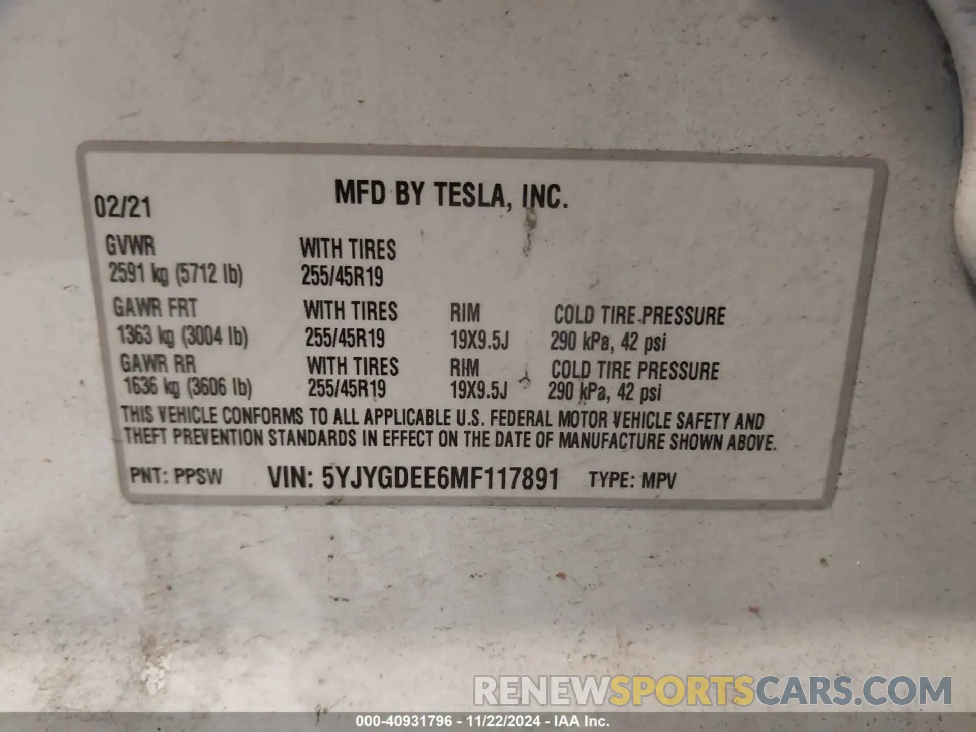 9 Photograph of a damaged car 5YJYGDEE6MF117891 TESLA MODEL Y 2021