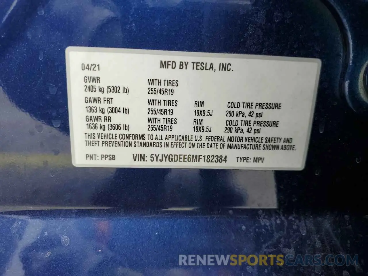 12 Photograph of a damaged car 5YJYGDEE6MF182384 TESLA MODEL Y 2021