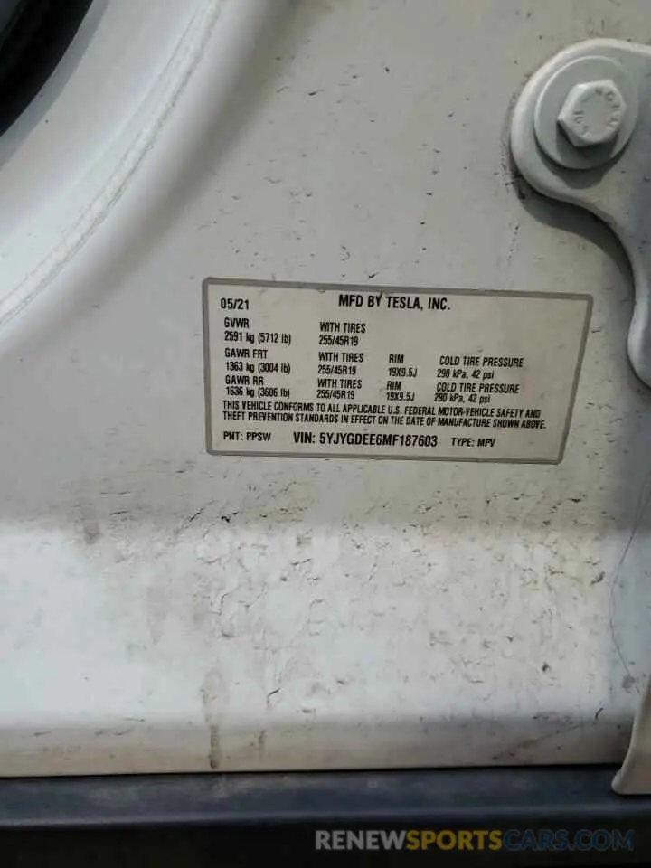 14 Photograph of a damaged car 5YJYGDEE6MF187603 TESLA MODEL Y 2021