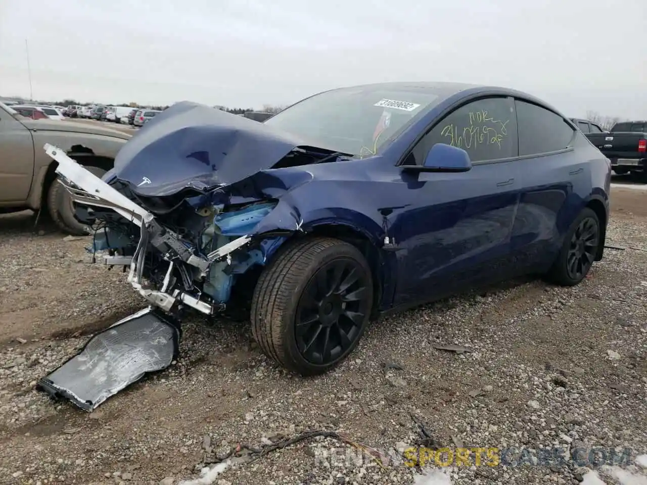 2 Photograph of a damaged car 5YJYGDEE6MF192588 TESLA MODEL Y 2021