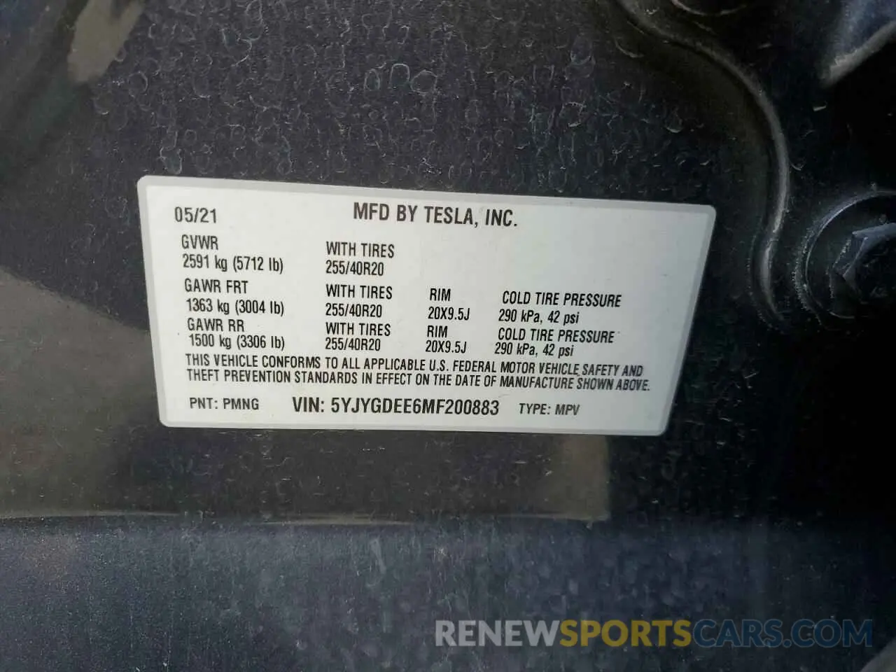 12 Photograph of a damaged car 5YJYGDEE6MF200883 TESLA MODEL Y 2021