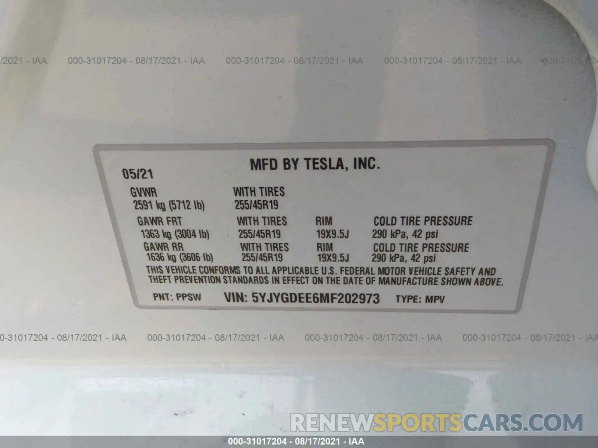 9 Photograph of a damaged car 5YJYGDEE6MF202973 TESLA MODEL Y 2021