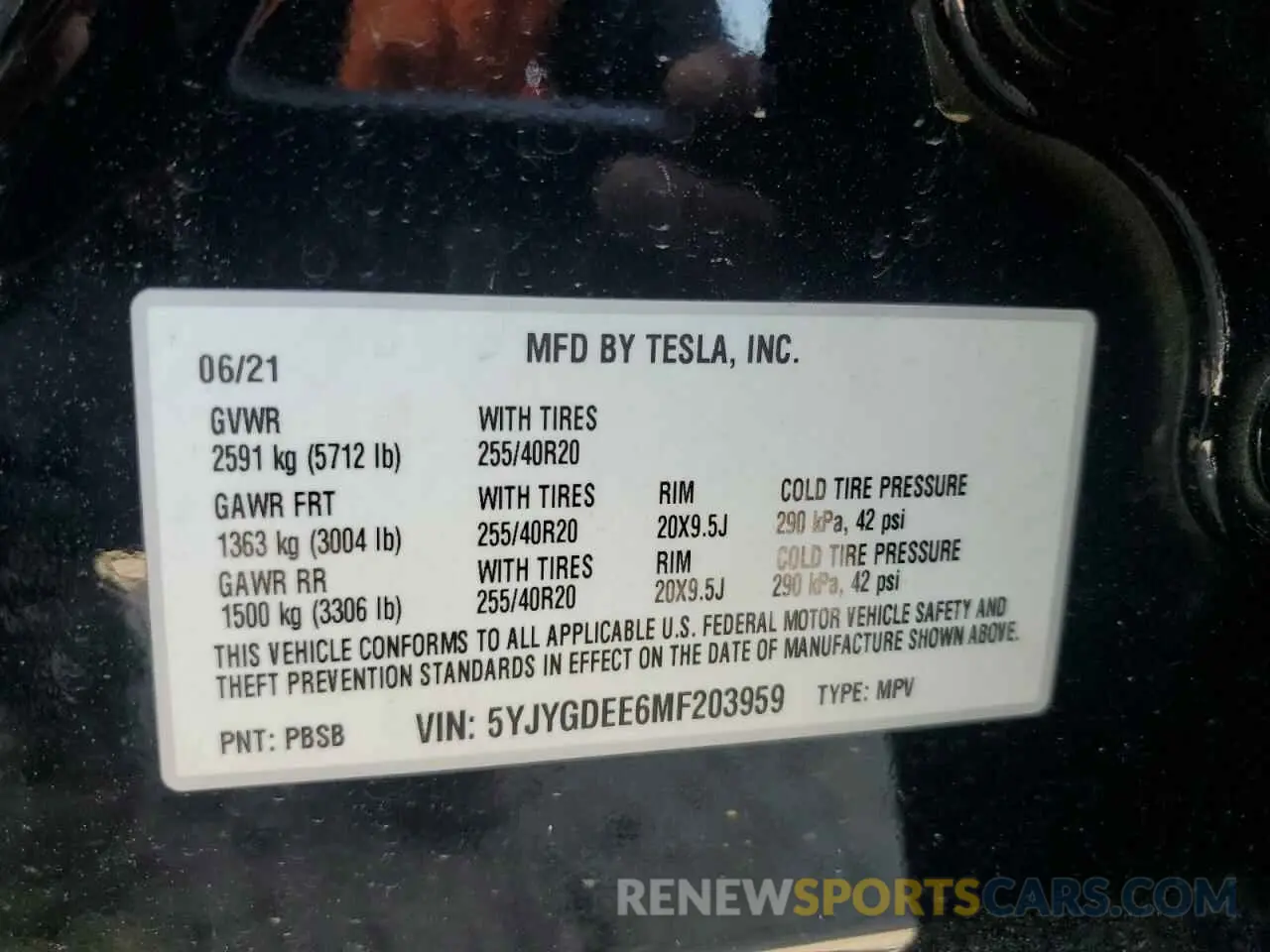 13 Photograph of a damaged car 5YJYGDEE6MF203959 TESLA MODEL Y 2021