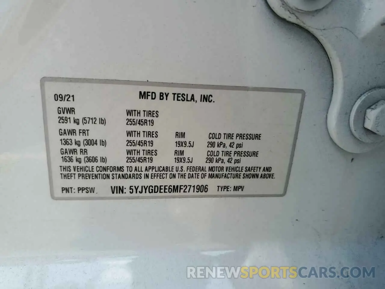 12 Photograph of a damaged car 5YJYGDEE6MF271906 TESLA MODEL Y 2021