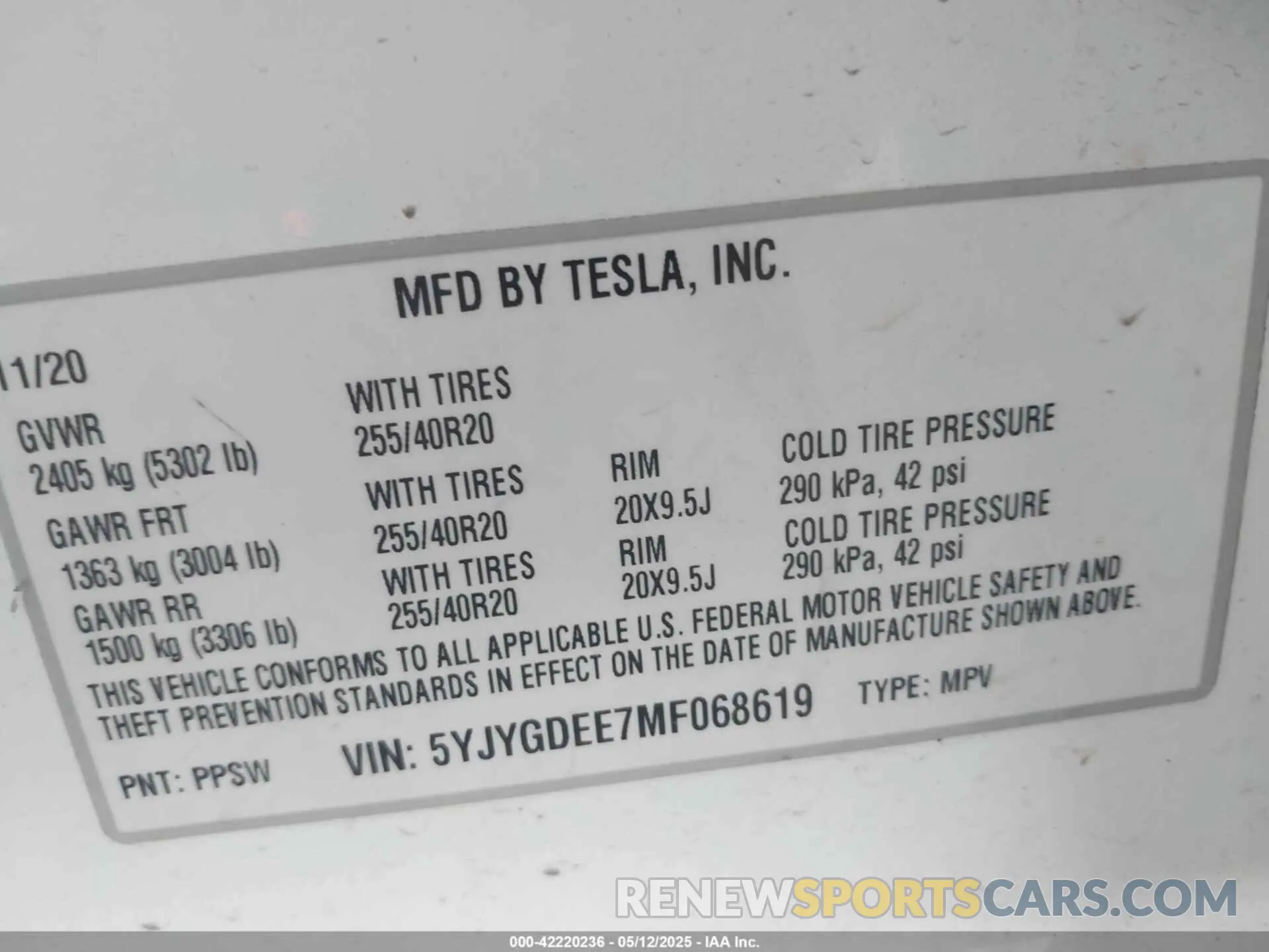 9 Photograph of a damaged car 5YJYGDEE7MF068619 TESLA MODEL Y 2021