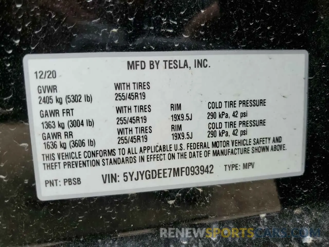 12 Photograph of a damaged car 5YJYGDEE7MF093942 TESLA MODEL Y 2021