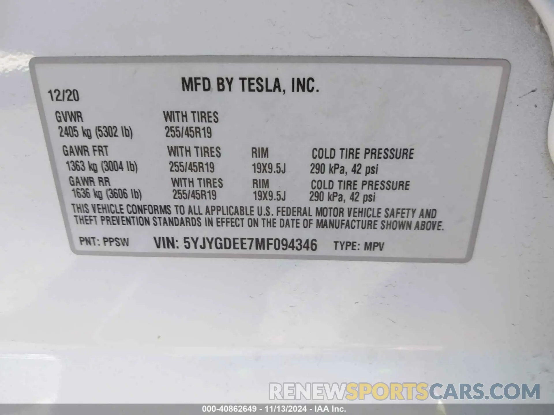9 Photograph of a damaged car 5YJYGDEE7MF094346 TESLA MODEL Y 2021