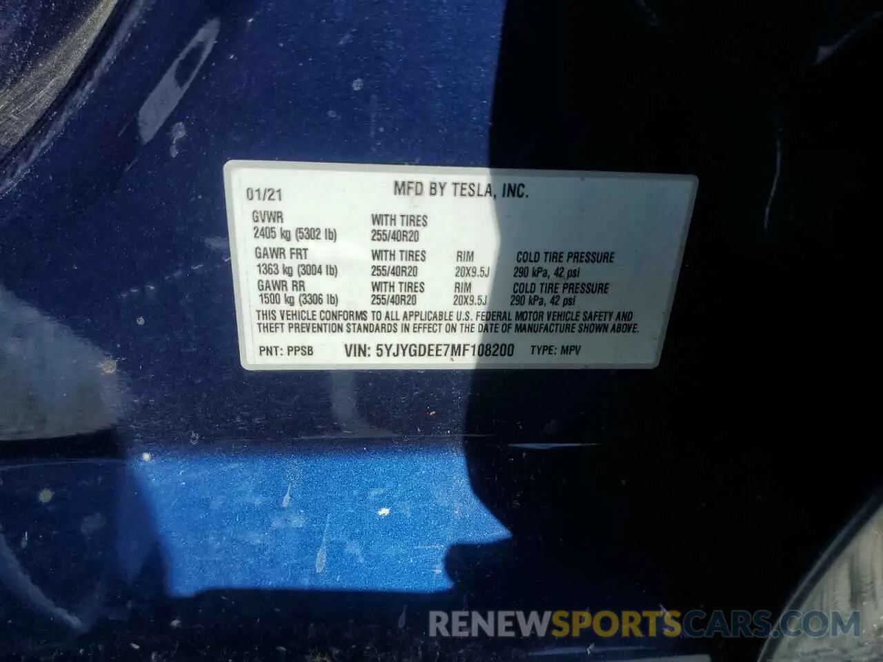 13 Photograph of a damaged car 5YJYGDEE7MF108200 TESLA MODEL Y 2021
