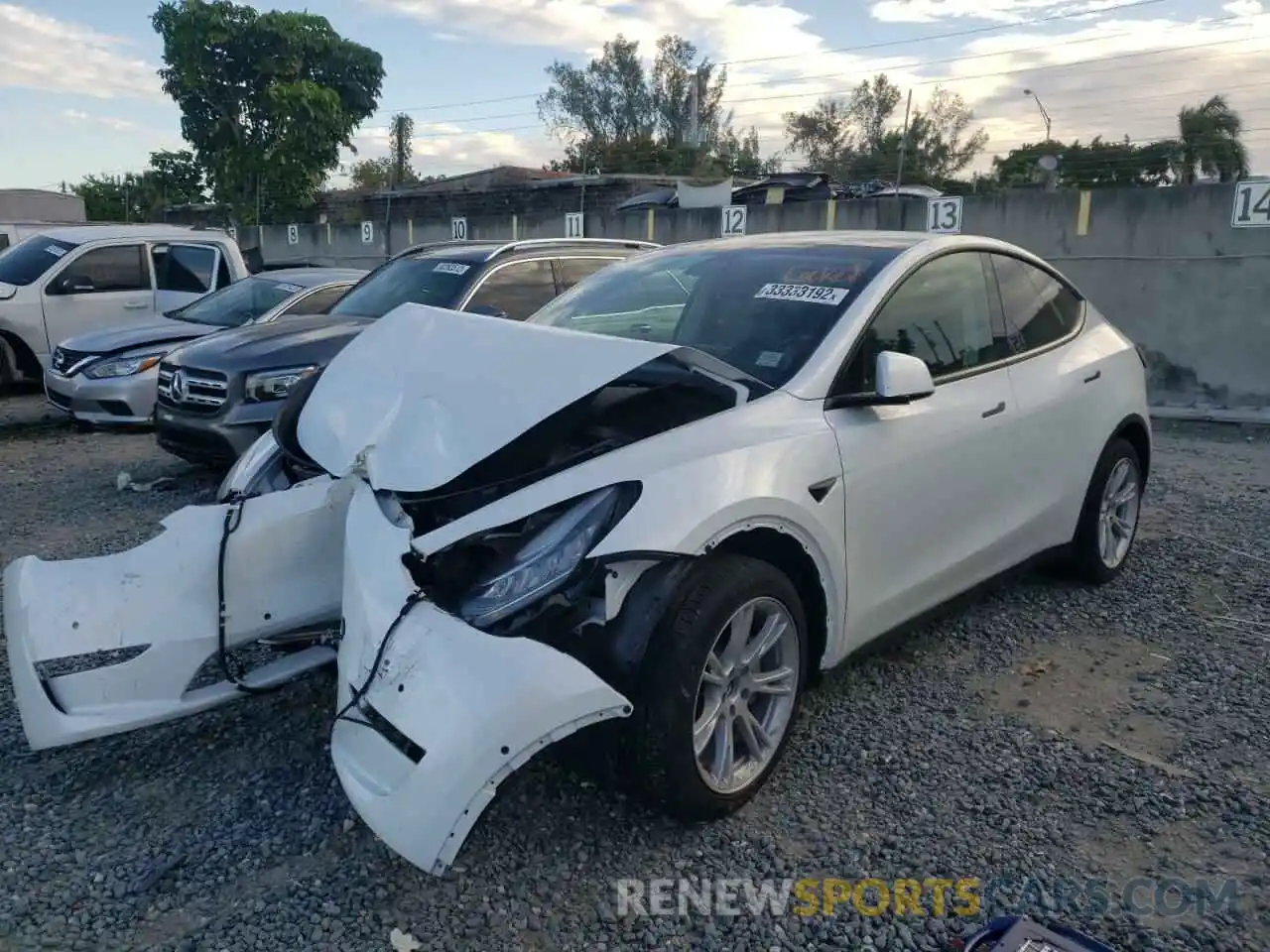 2 Photograph of a damaged car 5YJYGDEE7MF203730 TESLA MODEL Y 2021