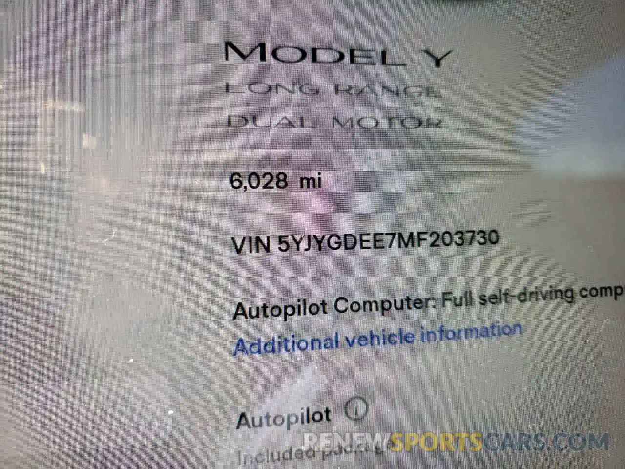 8 Photograph of a damaged car 5YJYGDEE7MF203730 TESLA MODEL Y 2021