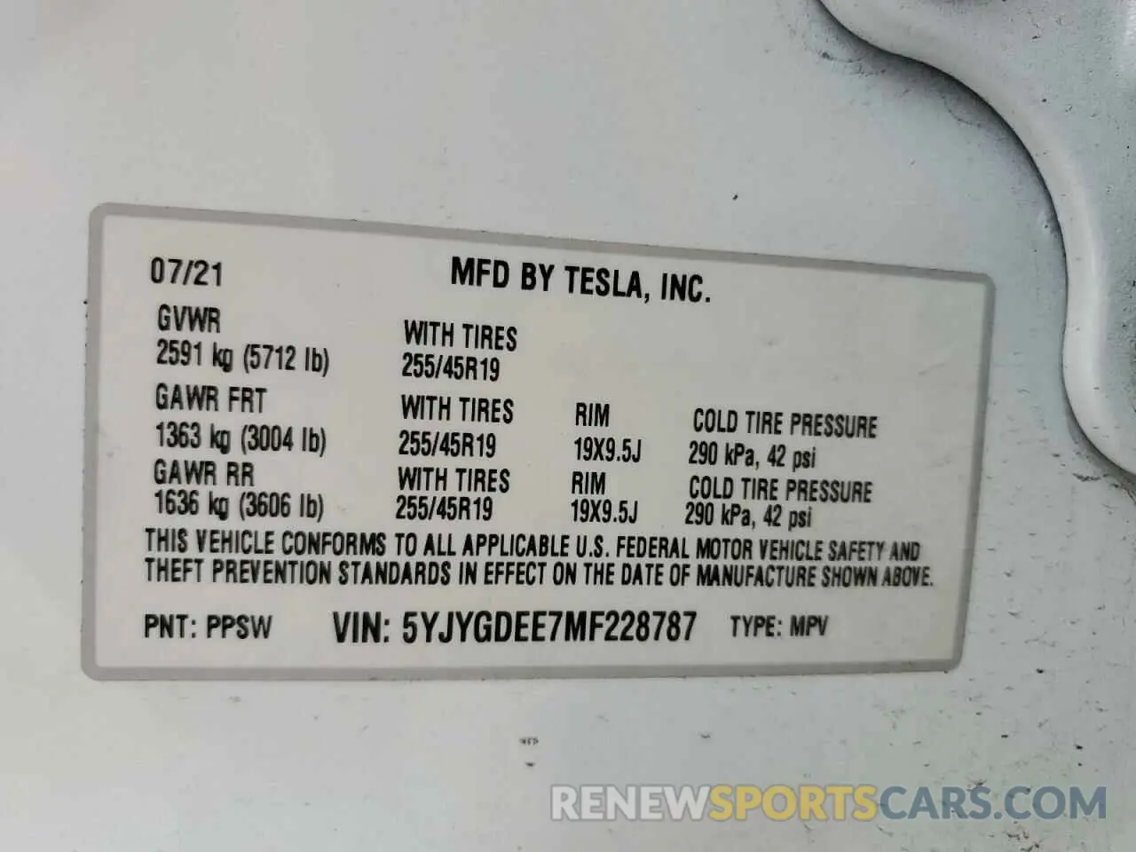 15 Photograph of a damaged car 5YJYGDEE7MF228787 TESLA MODEL Y 2021
