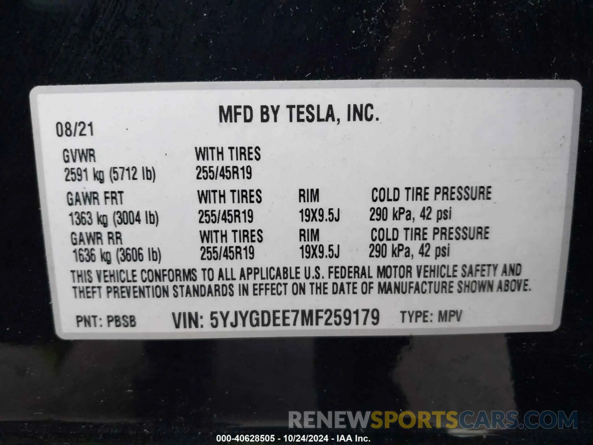 9 Photograph of a damaged car 5YJYGDEE7MF259179 TESLA MODEL Y 2021