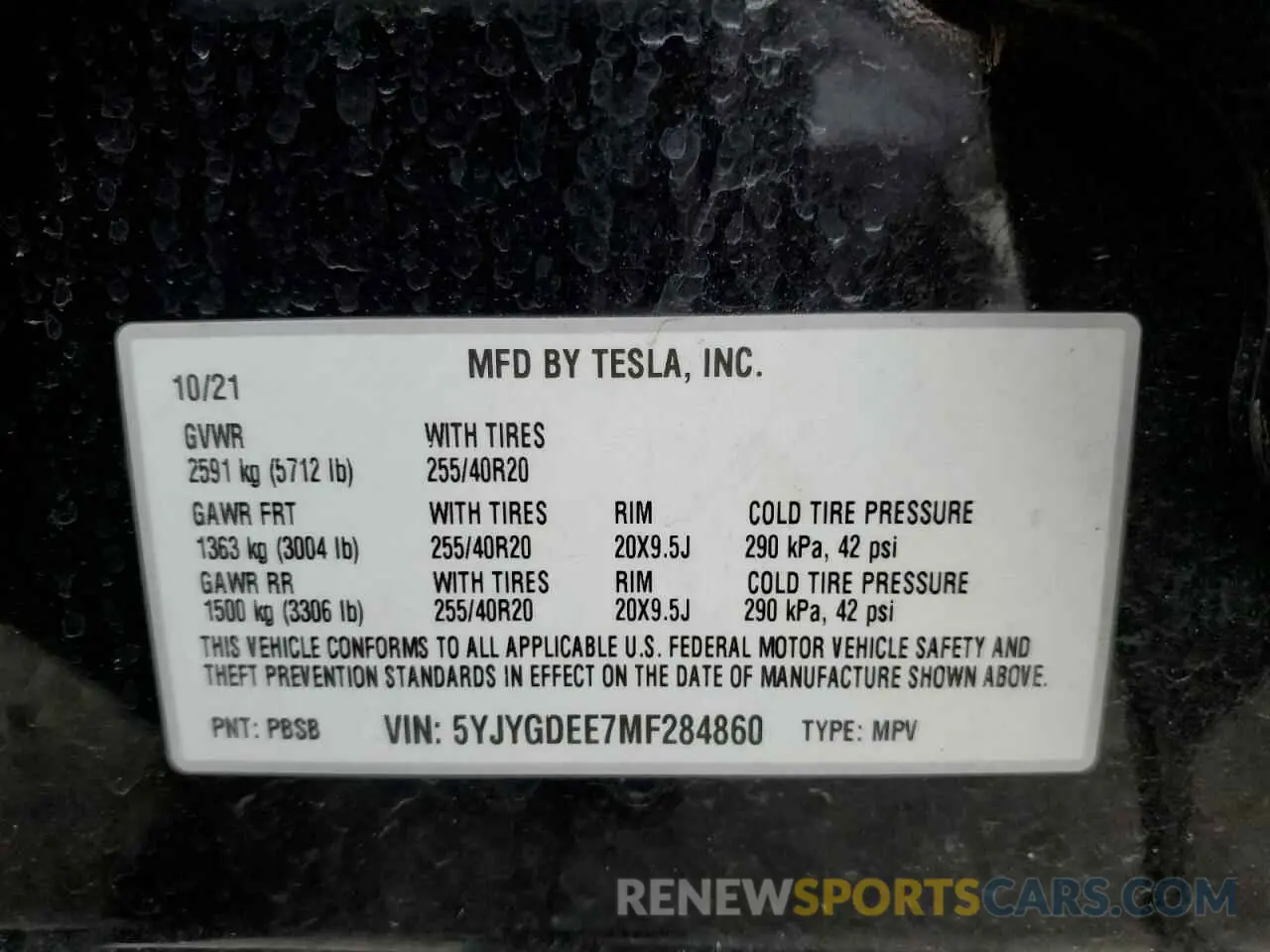 14 Photograph of a damaged car 5YJYGDEE7MF284860 TESLA MODEL Y 2021